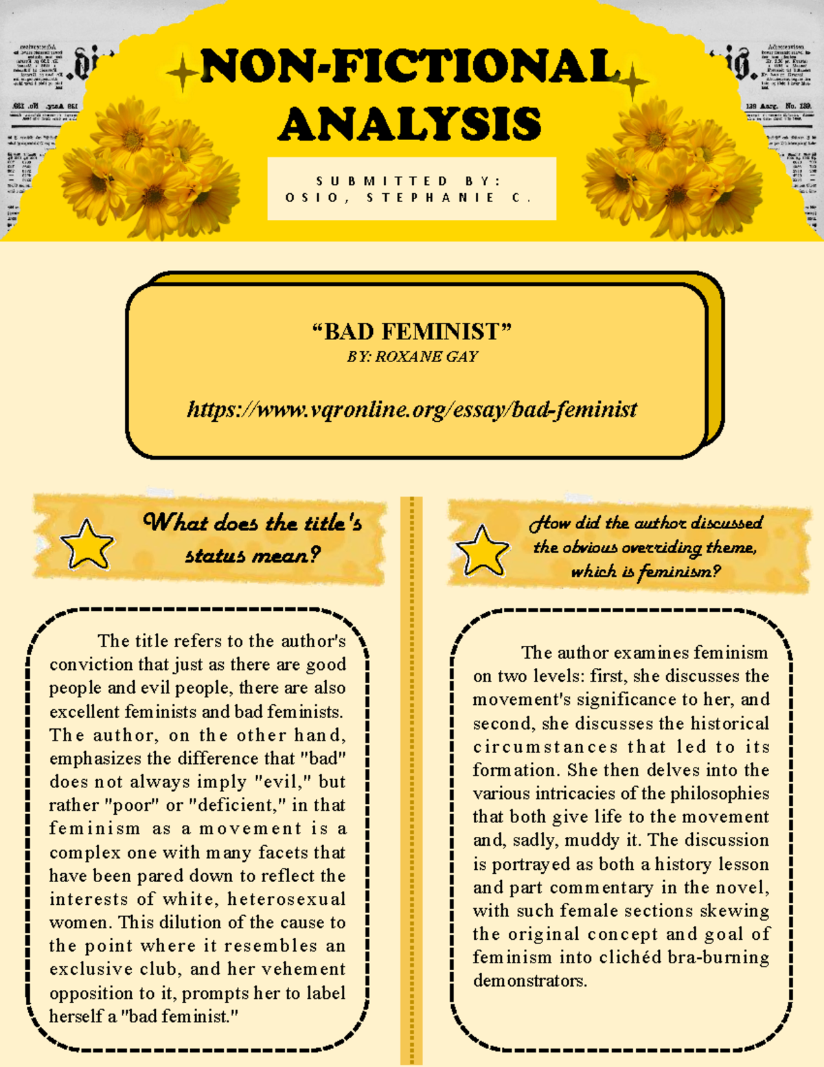 OSIO Steph Creative NON- Fictional Analysis - NON-FICTIONAL ANALYSIS