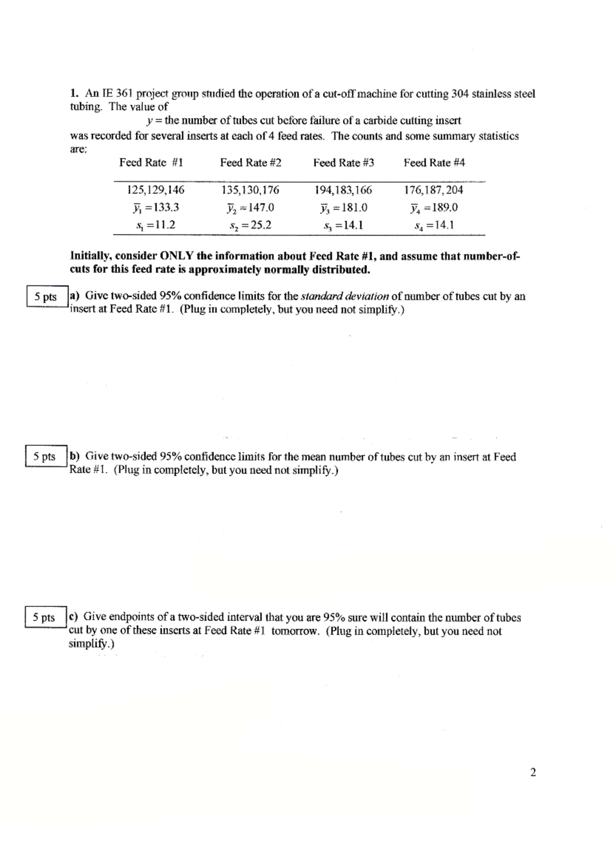 Final Exam questions Stat 231 year 2013 - Stat 231 - Studocu