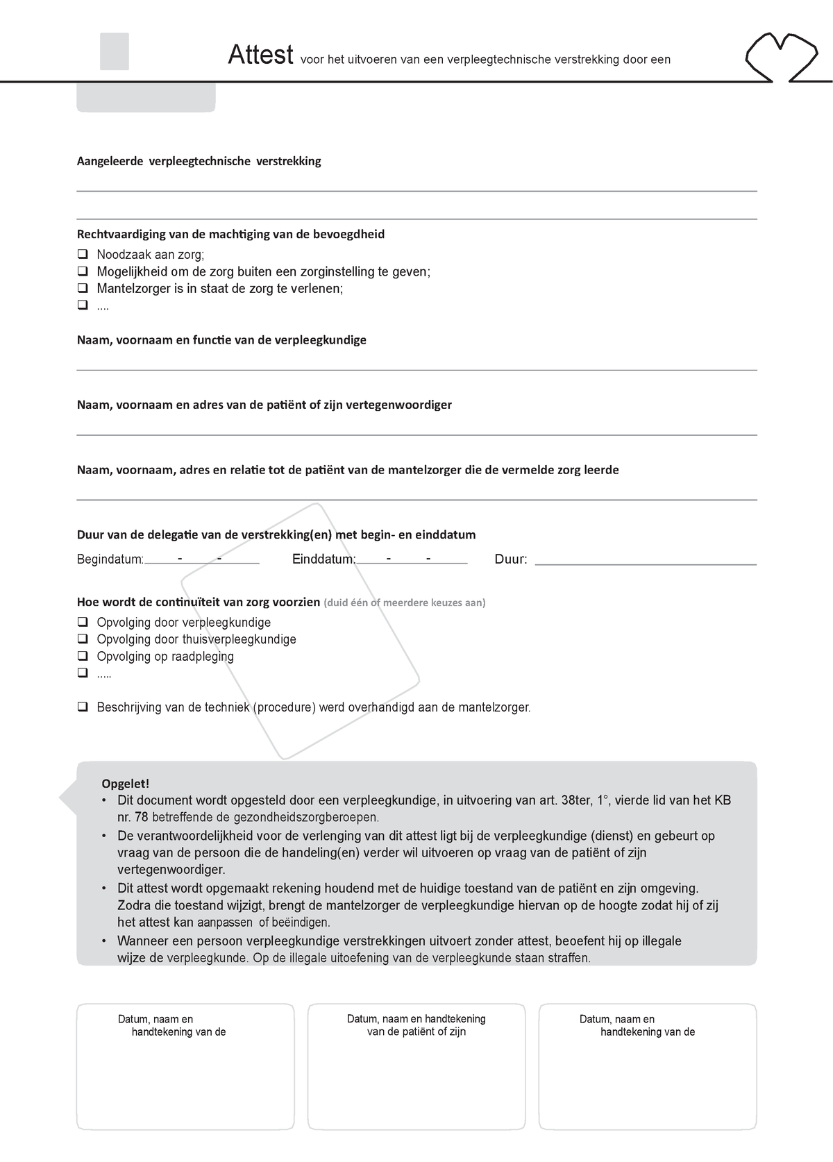 2. 1.2 Verpleegk Attest Mantelzorg - Attest Voor Het Uitvoeren Van Een ...