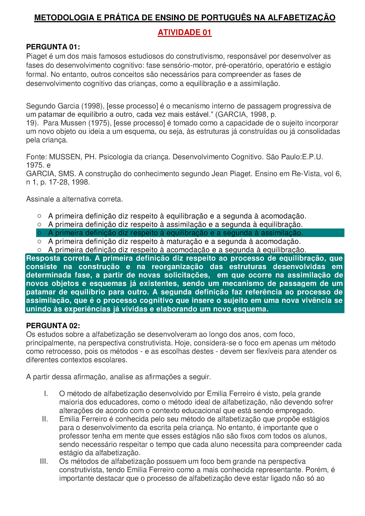 Atividade 01 Metodologia E Pr tica De Ensino Da Lingua