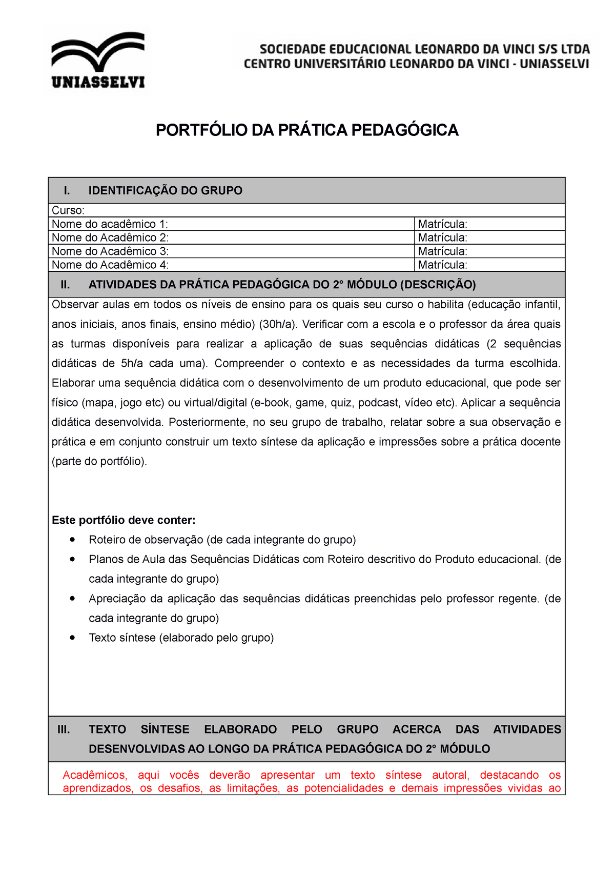 12 Modelo De Portfólio Da Prática Pedagógica 2 Fp Ok PortfÓlio Da PrÁtica PedagÓgica I 2364