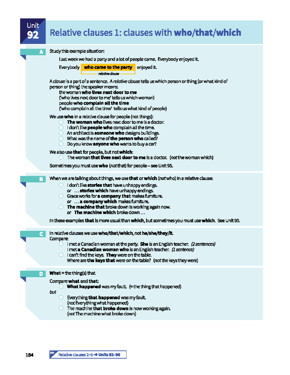 Clauses-1 - Clauses for practice - Unit 92 Relative clauses 1: clauses ...