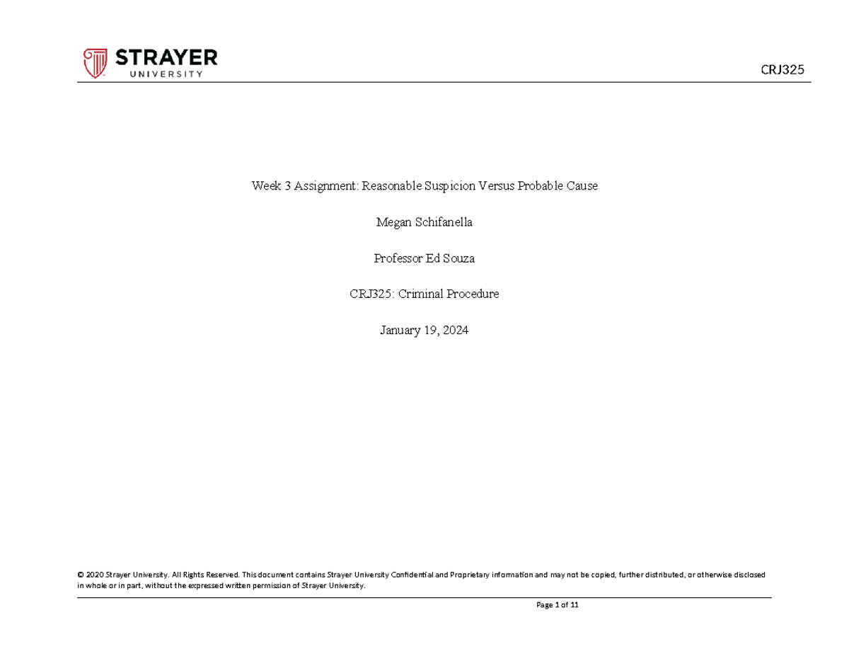 CRJ325 Reasonable Suspicion VS Probable Cause - Week 3 Assignment ...