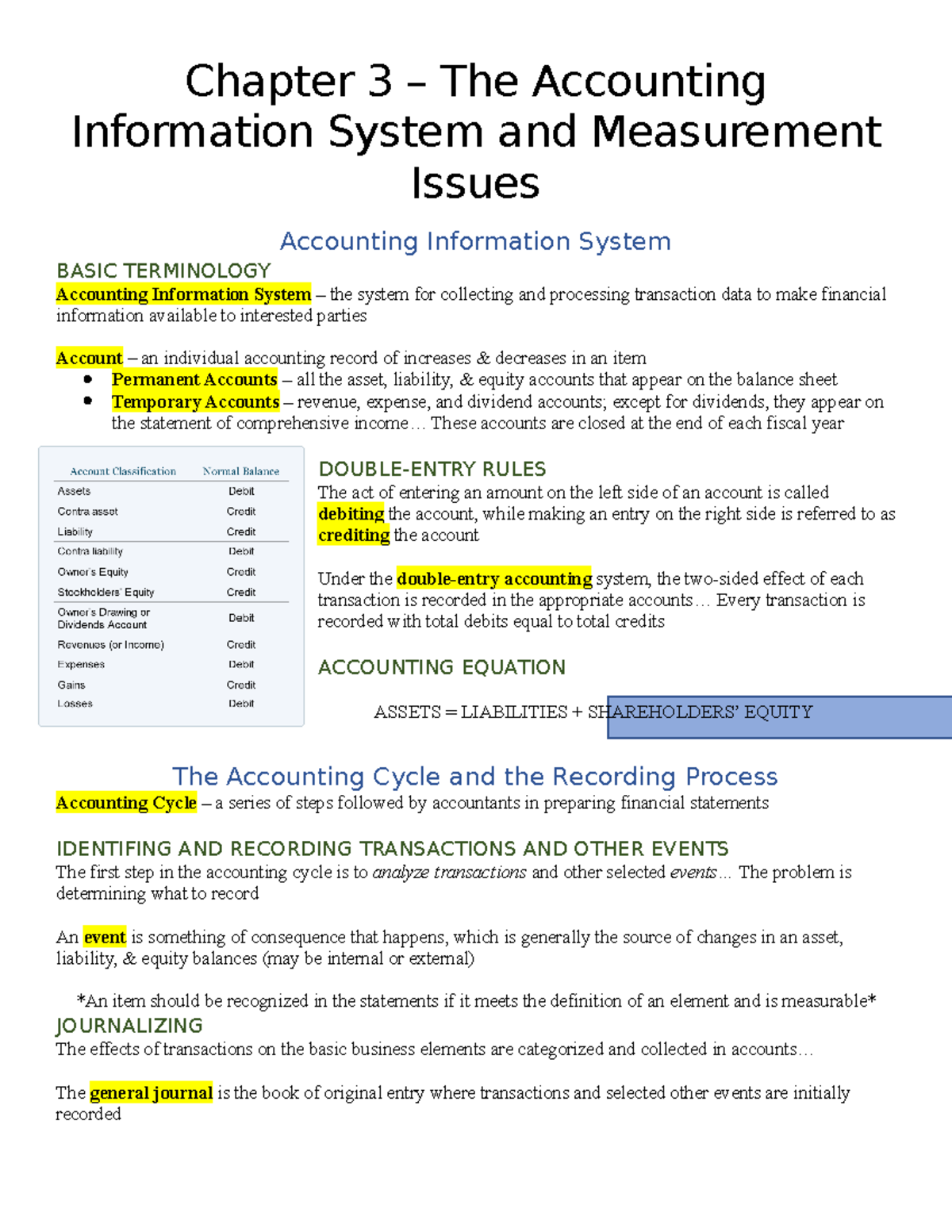 CH3- The Accounting Information System And Measurement Issues - Chapter ...