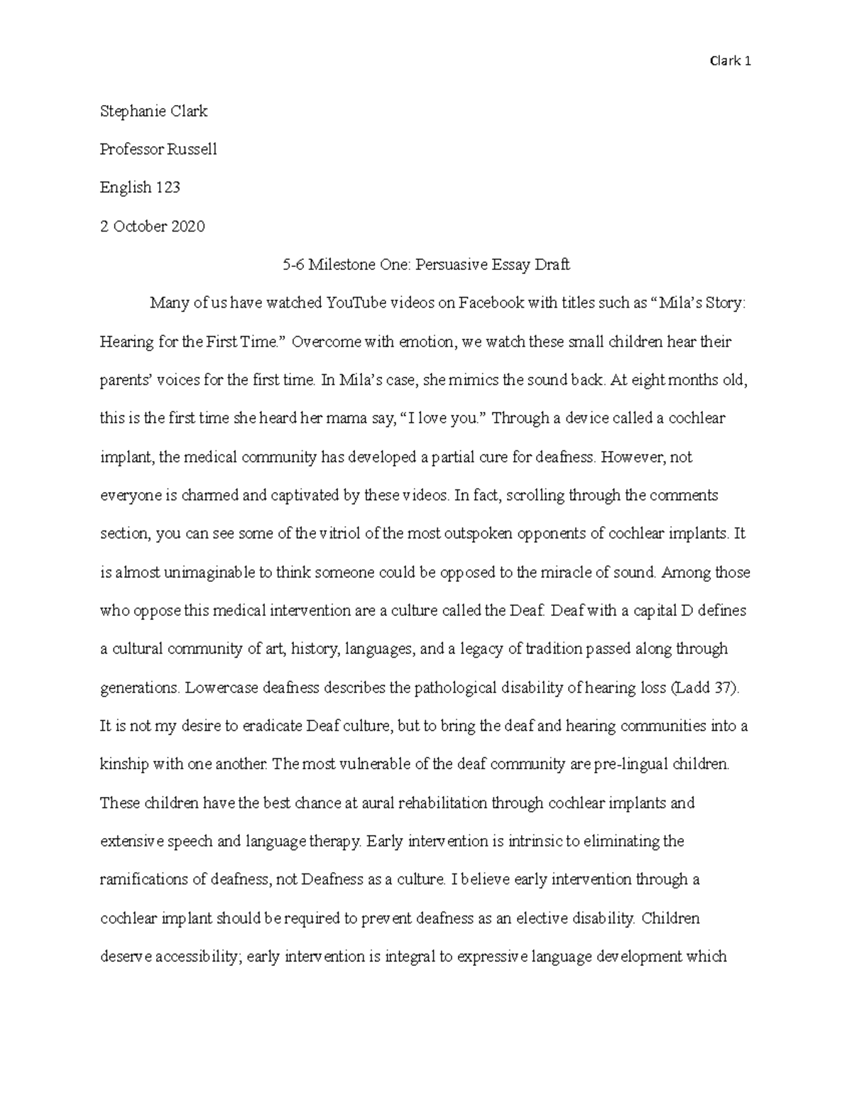 Milestone one persuasive essay draft image