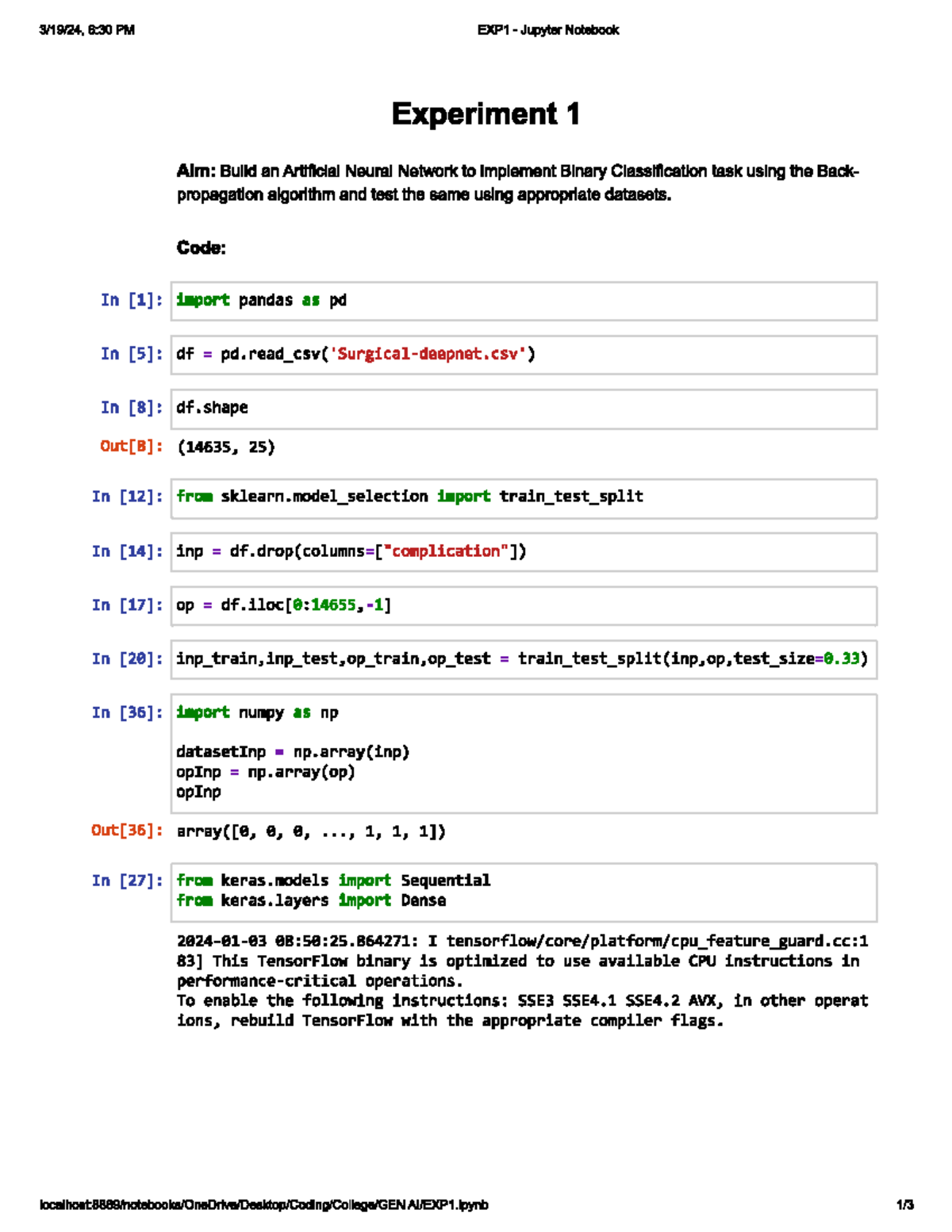 Gen AI Lab file - 3/19/24, 6:48 PM EXP 5 - Jupyter Notebook - Studocu