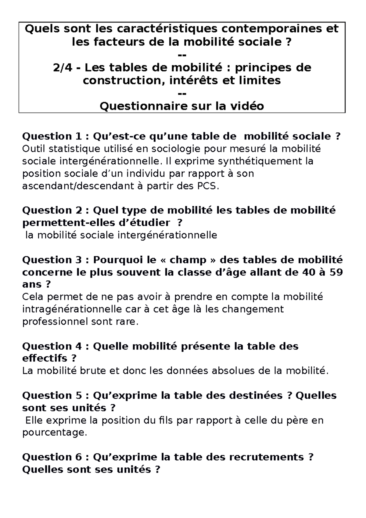 C8 2 Q - Cours Sur La Mobilité Sociale - Quels Sont Les ...