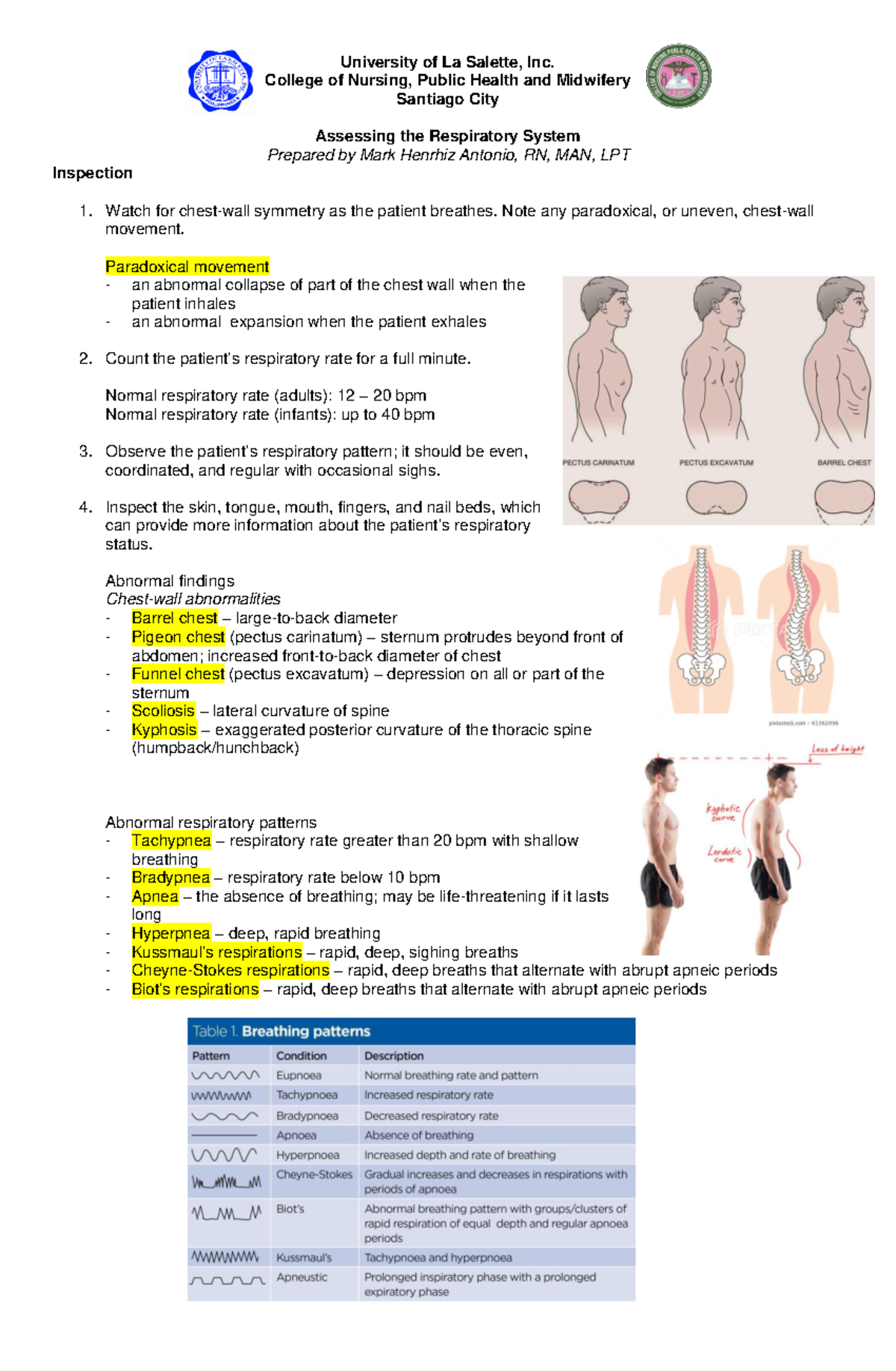 Assessing the Respiratory System - University of La Salette, Inc ...