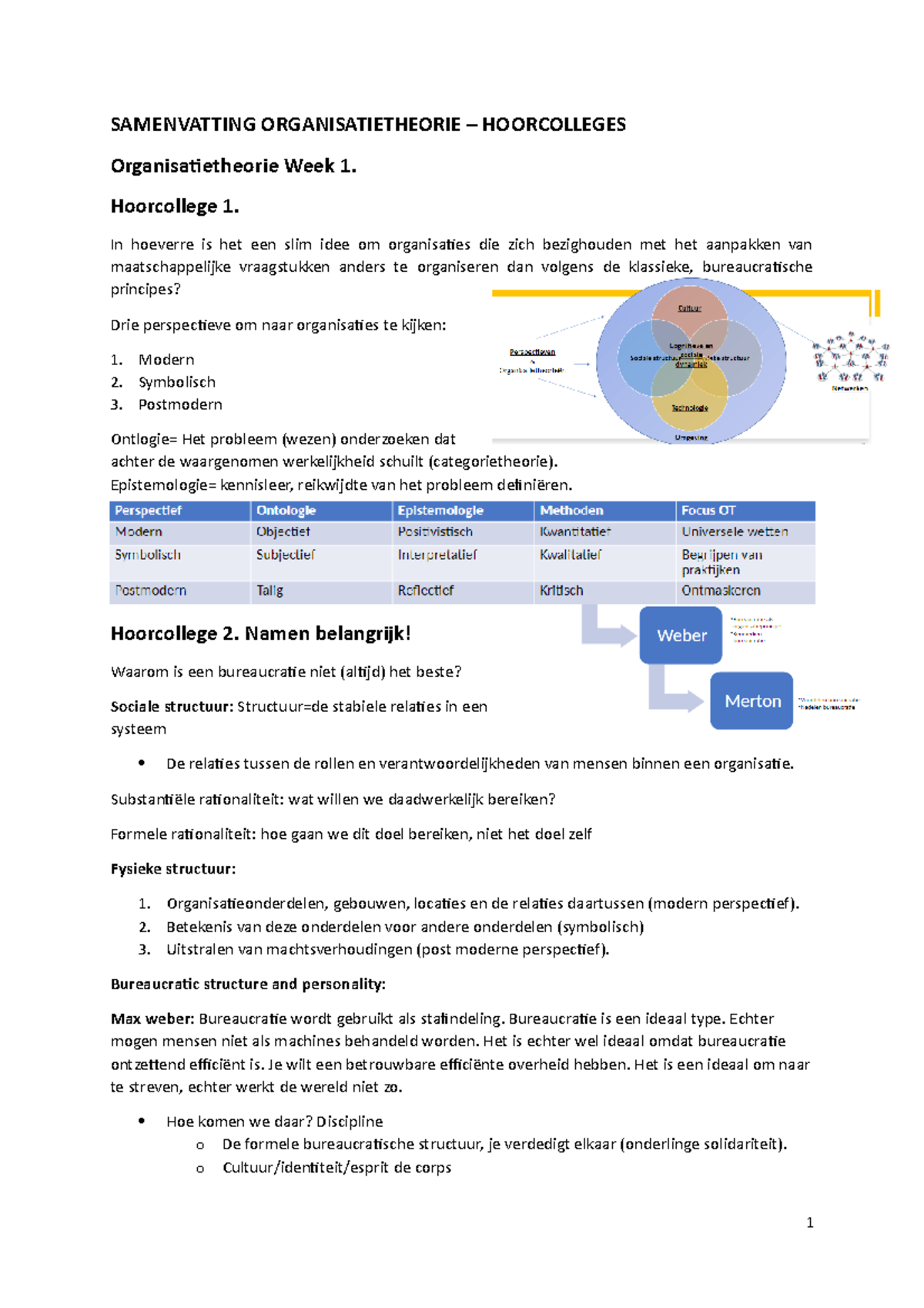 Hoorcolleges - SAMENVATTING ORGANISATIETHEORIE – HOORCOLLEGES ...