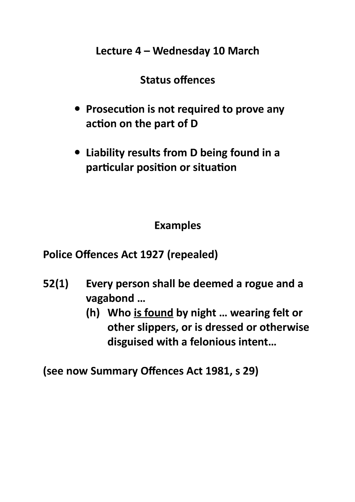 Fælles valg kapre tack LAWS201 notes for lecture 4 - Criminal Law - University of Otago - StuDocu