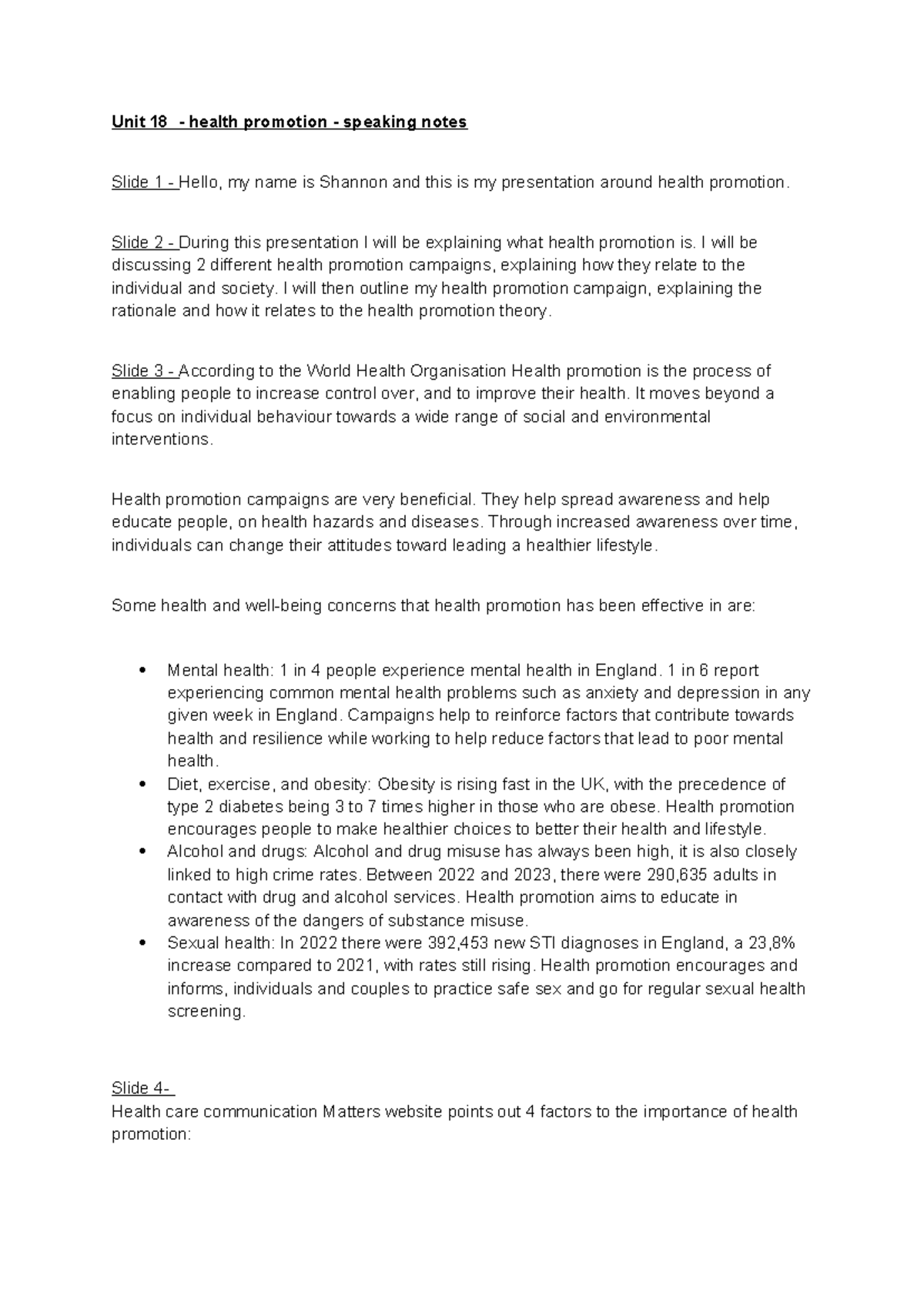 unit 18 health and social care assignment 1