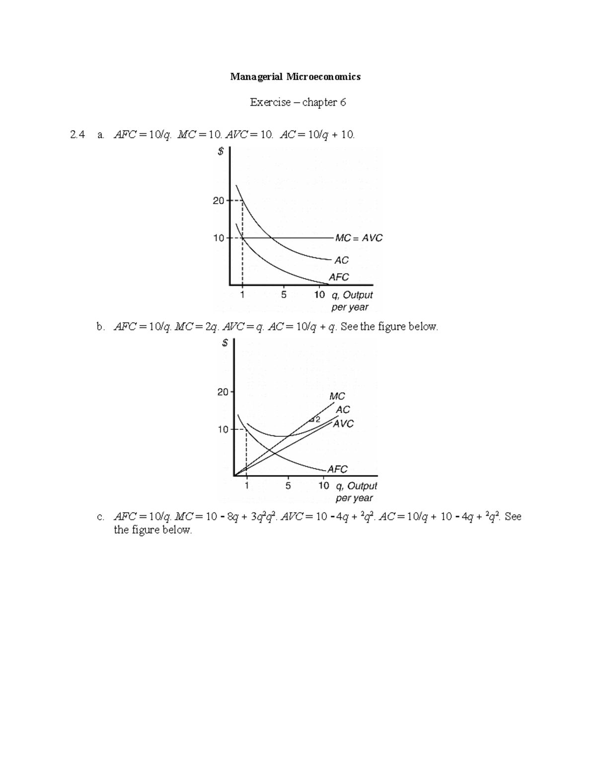 ECON Chapter 6 Practice - Managerial Microeconomics Exercise – chapter ...