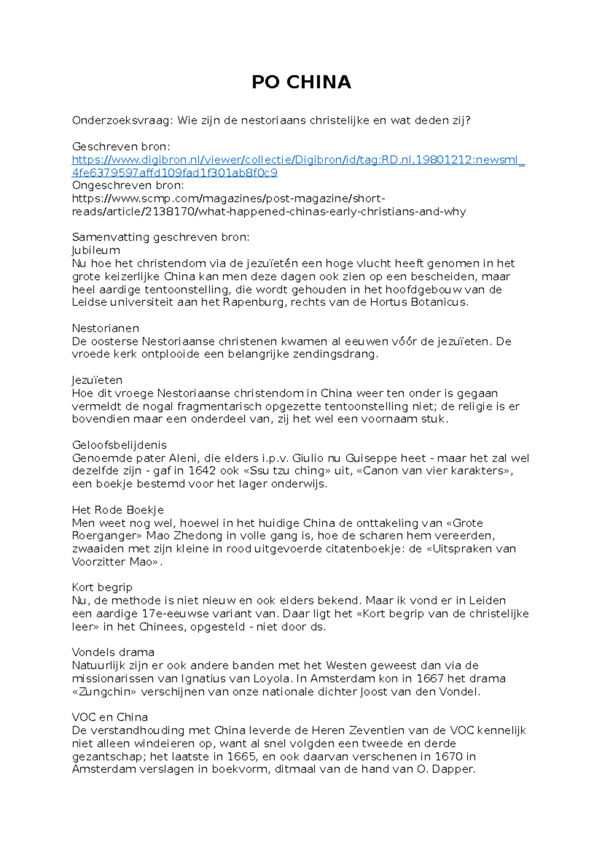 Praktische Opdracht China PO CHINA Onderzoeksvraag Wie zijn de
