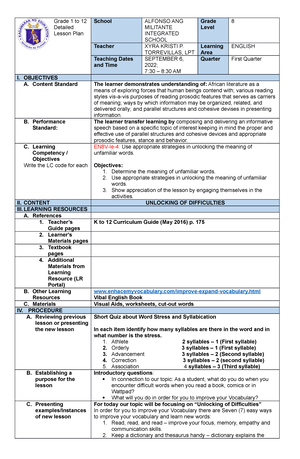 Lesson Plan (Road signs and other signages) - Grade 1 to 12 Detailed ...