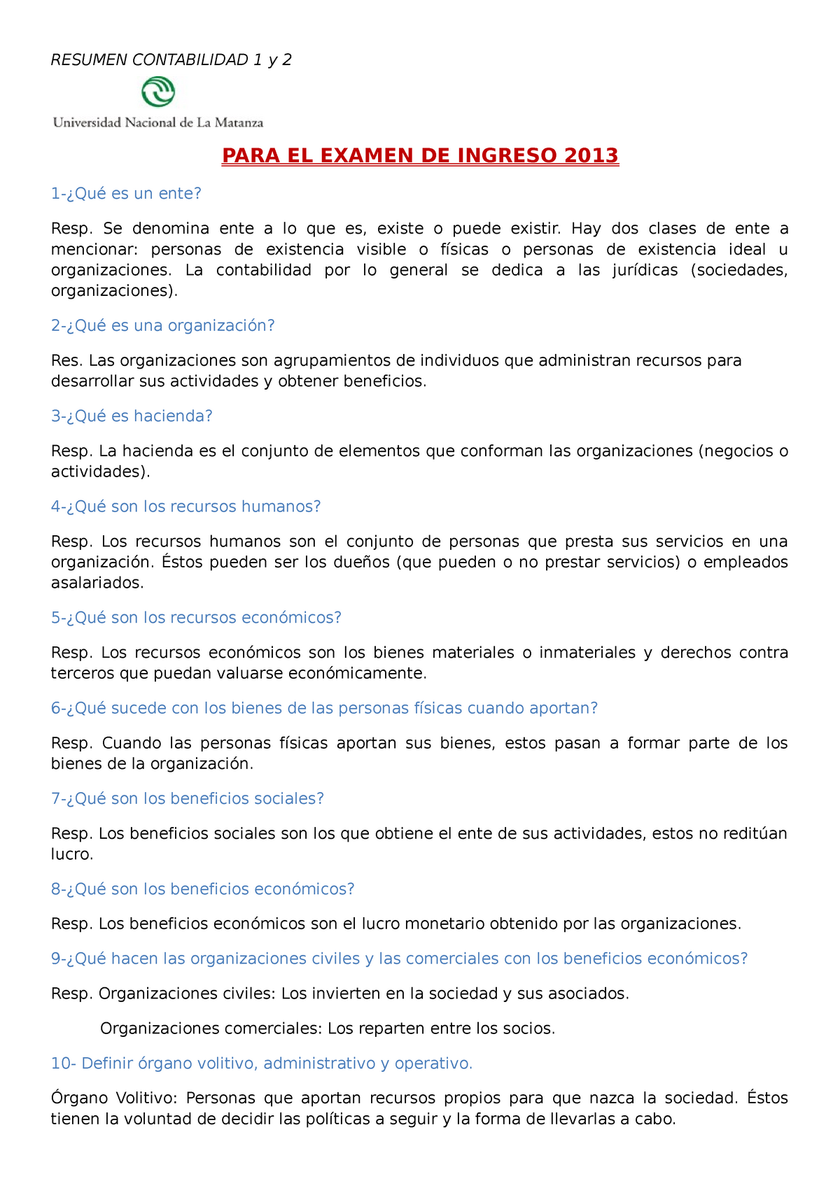 Resumen Contabilidad 1 Y 2 Resumen Contabilidad 1 Y 2 Para El Examen De Ingreso 2013 1 ¿qué Es 4513