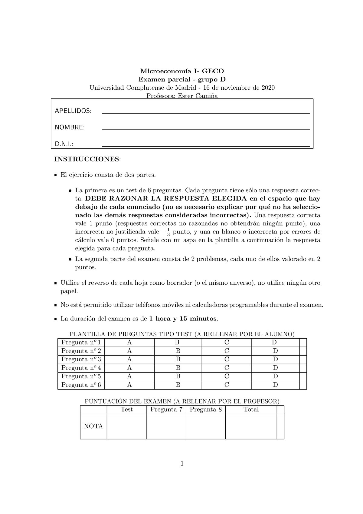 Parcial 1 Micro 2021 - Microeconom ́ıa I- GECO Examen Parcial - Grupo D ...