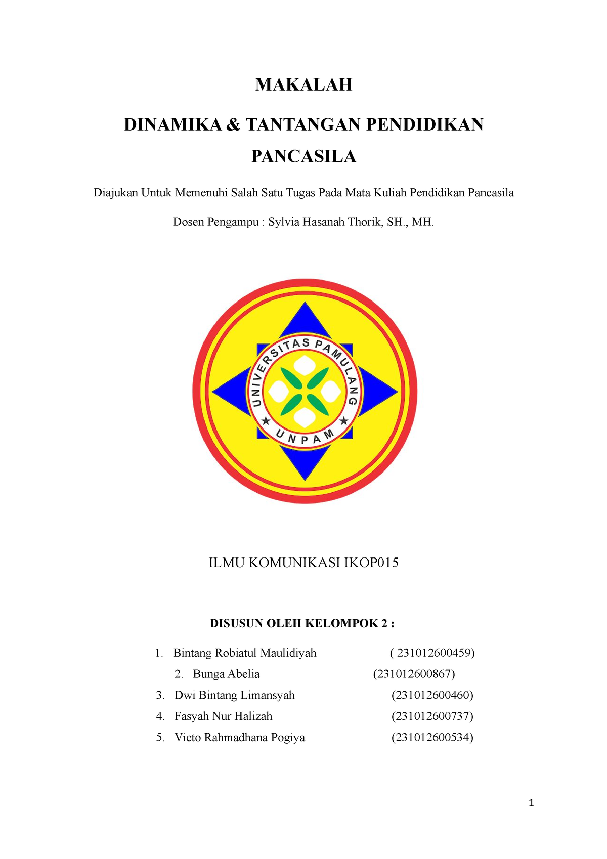 Dinamika Pancasila Kelompok Makalah Dinamika Tantangan Pendidikan