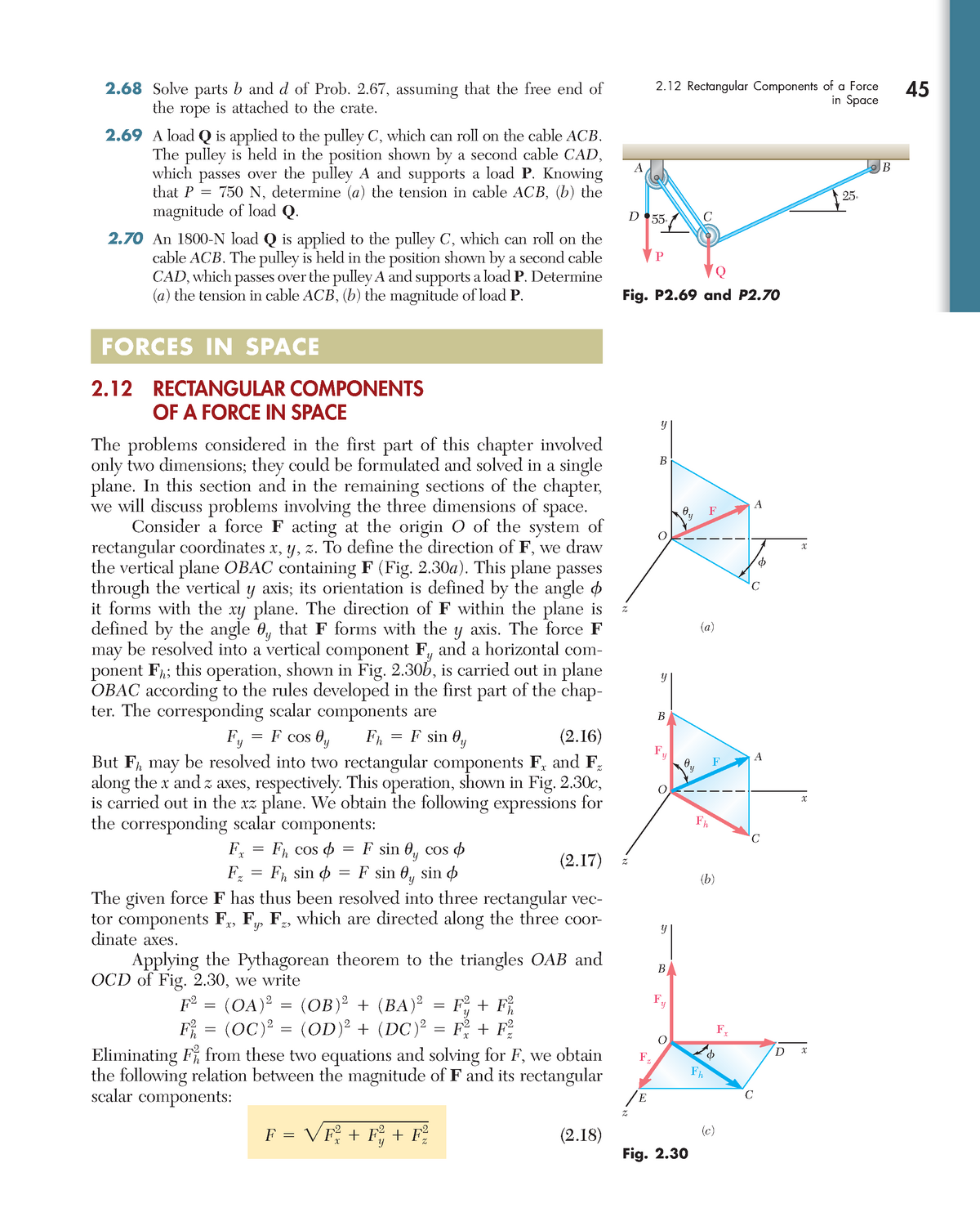 Force System IN Space - Lecture Notes 1,3-7,10 - A D B C P 25 ° 55 ° Q ...