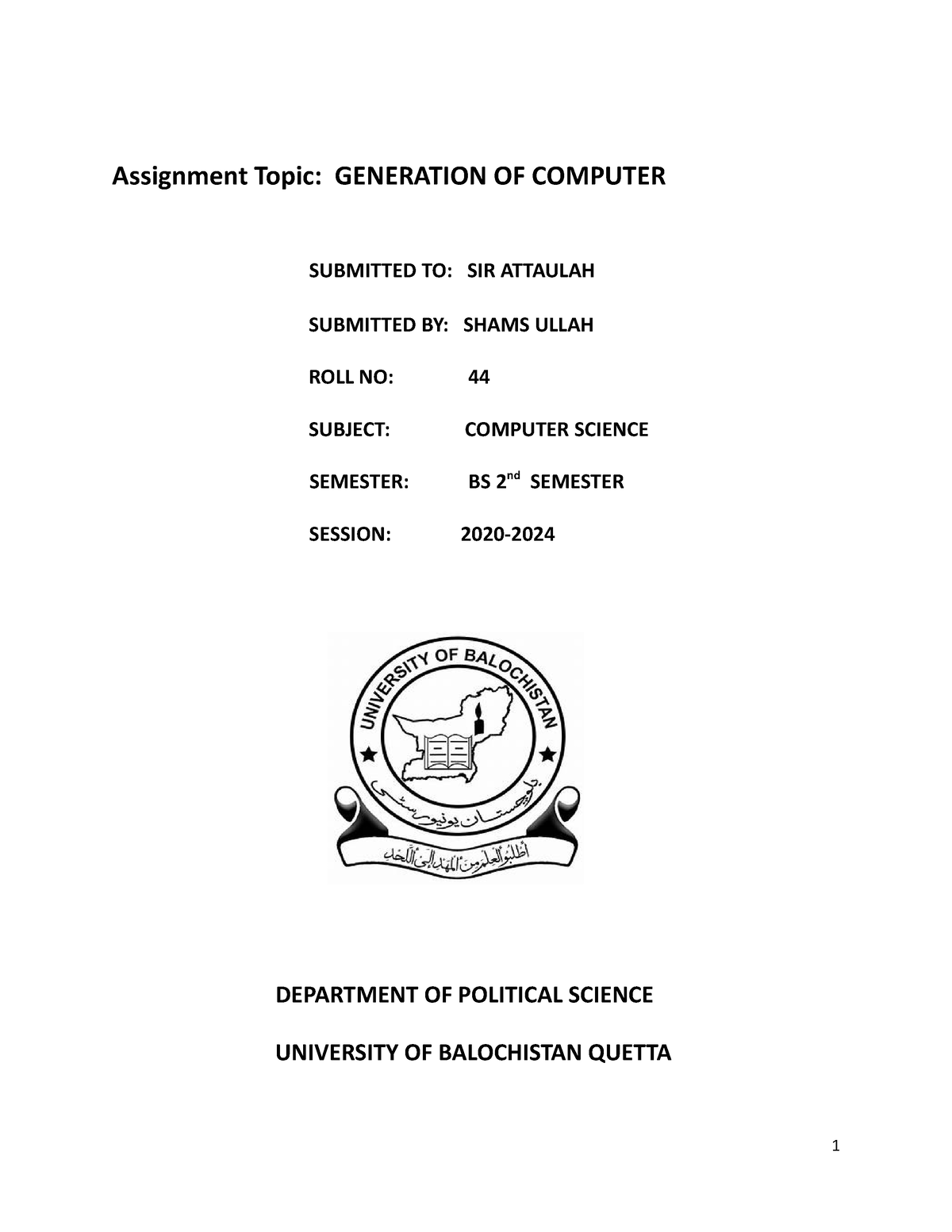 assignment on computer generation pdf