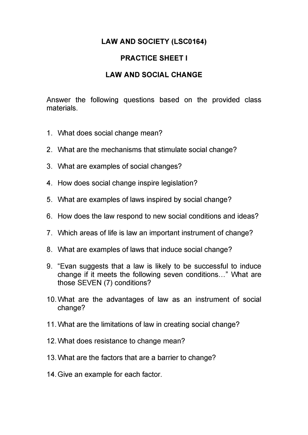 advantages of social change