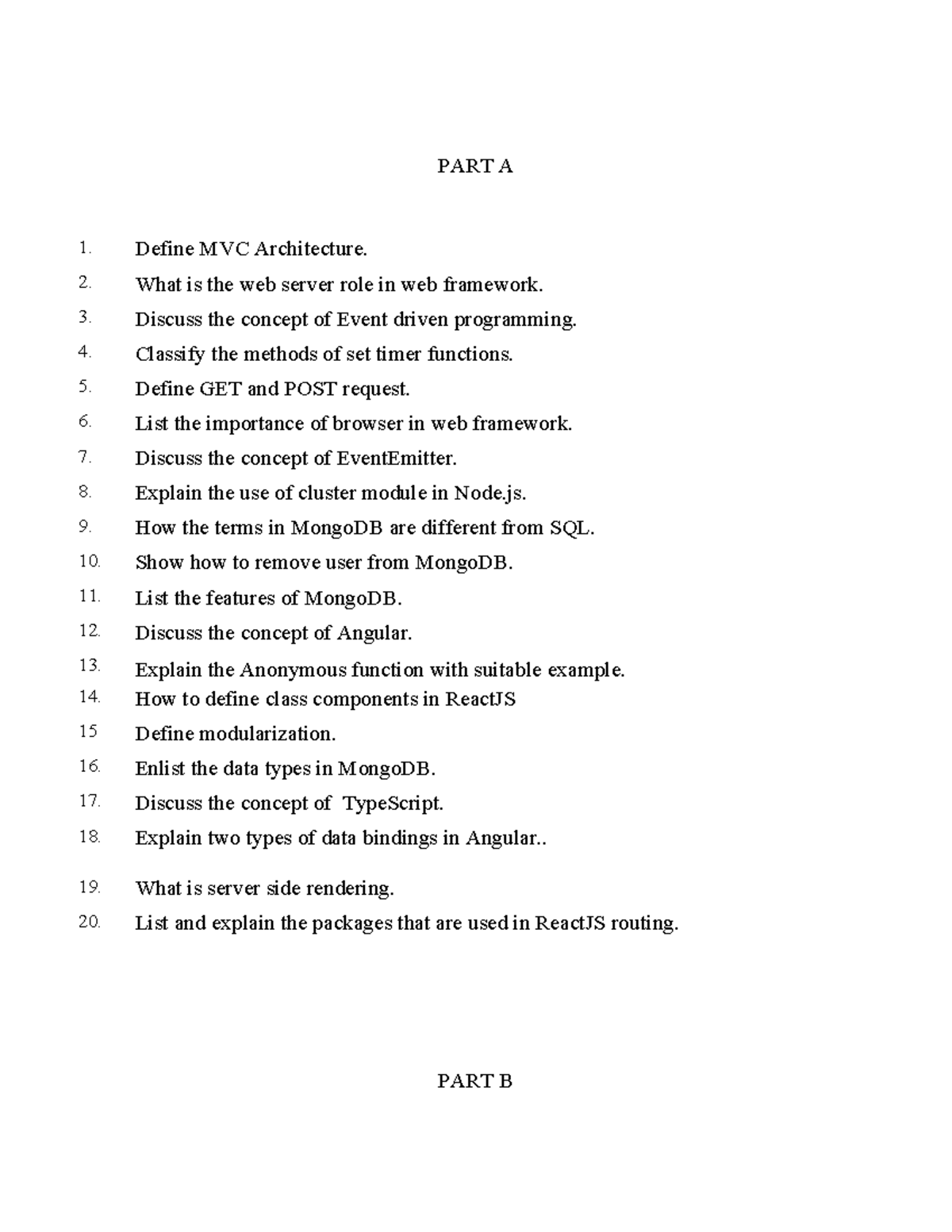 Important questions for model exam - PART A 1. Define MVC Architecture ...