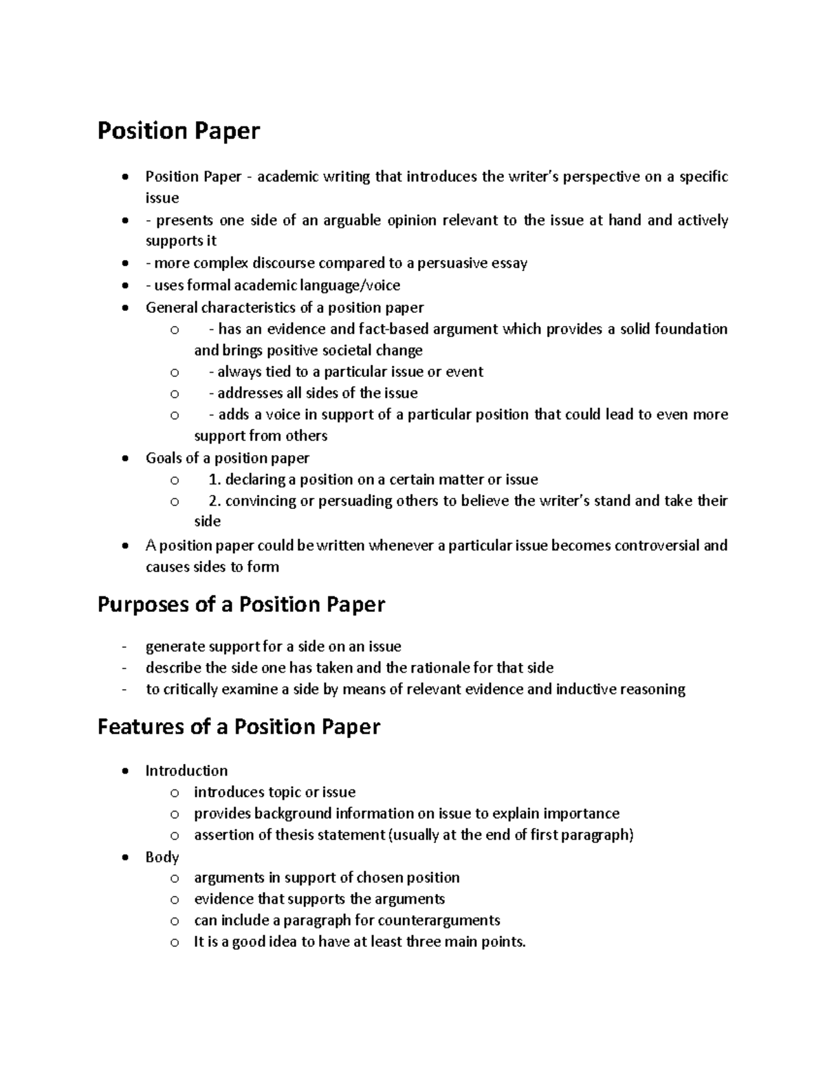 Academic Writing Writing A Position Paper Position Paper Position Paper Academic Writing 9579