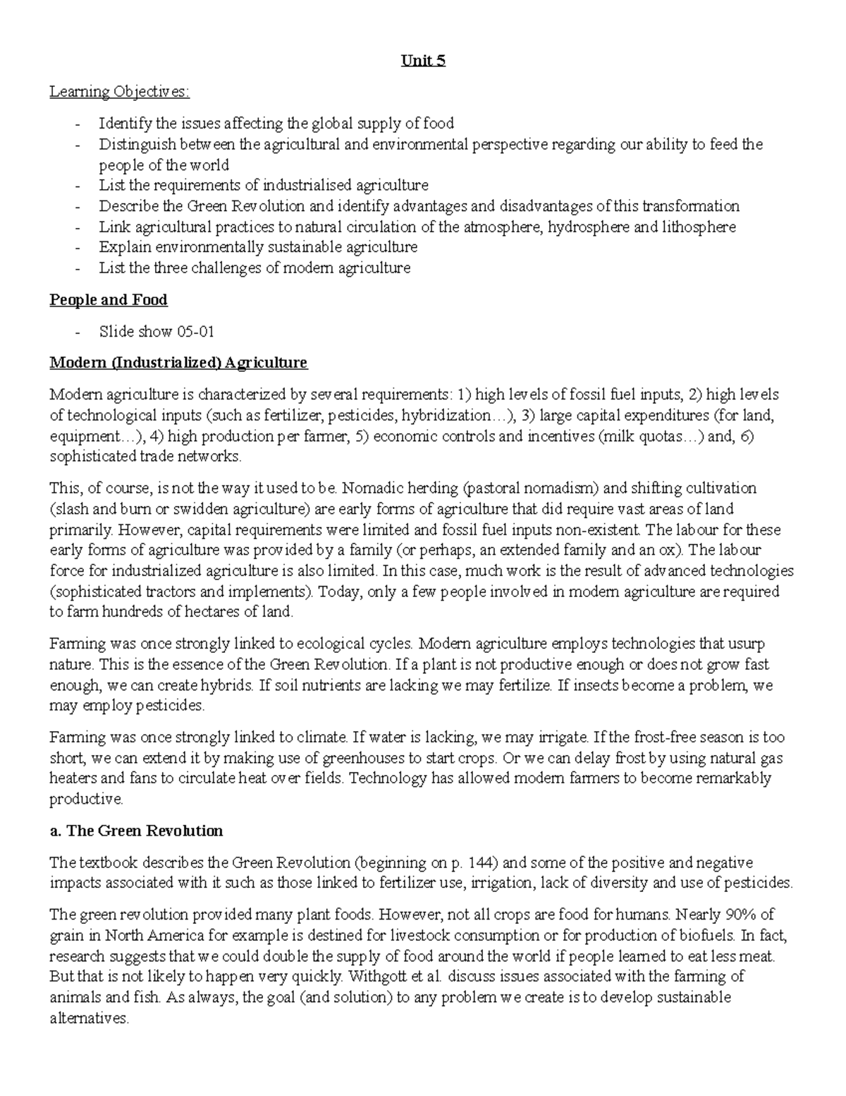 Unit 5 - Notes - textbook - Unit 5 Learning Objectives: Identify the ...