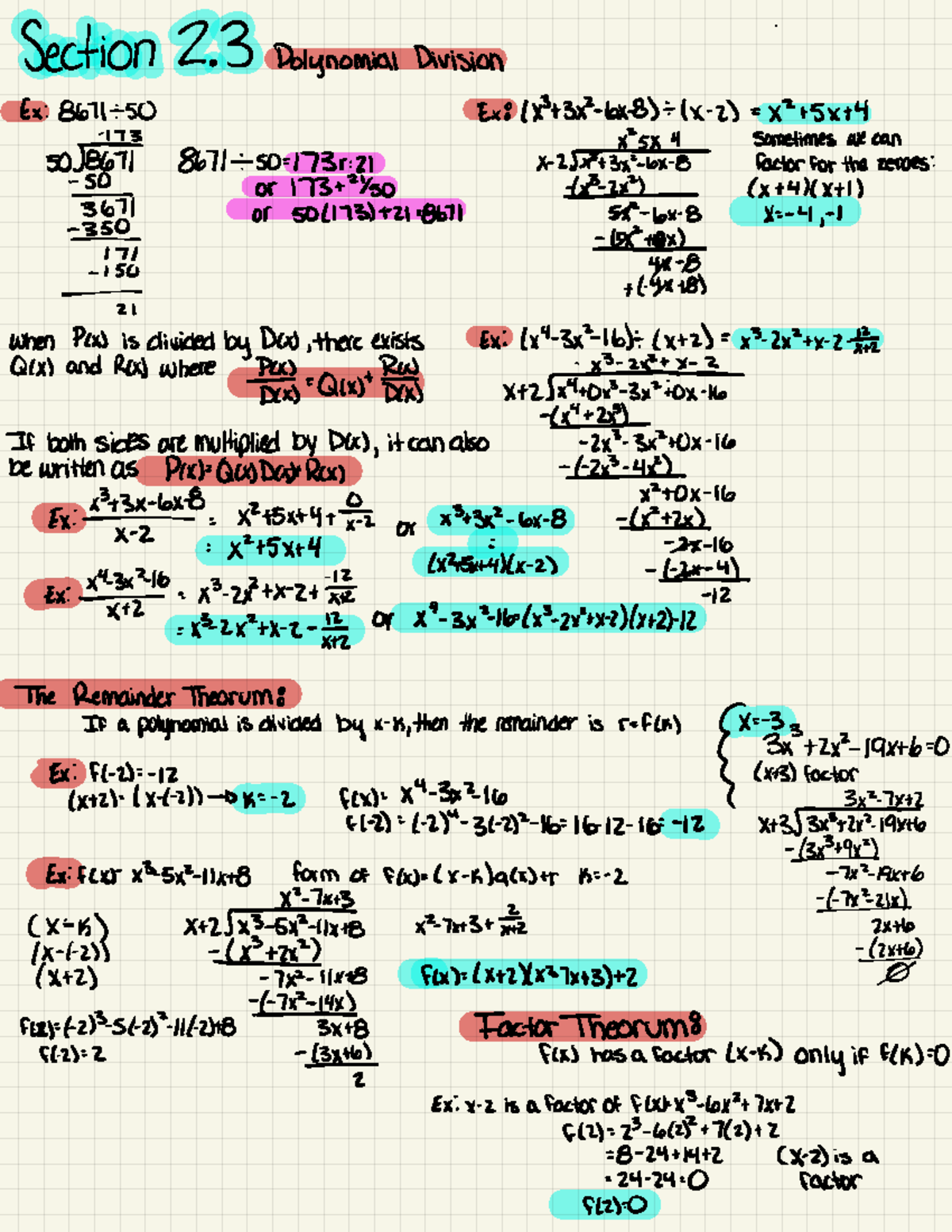 Polynomial division - Section 2.3 of the Larson pre-calc functions and ...