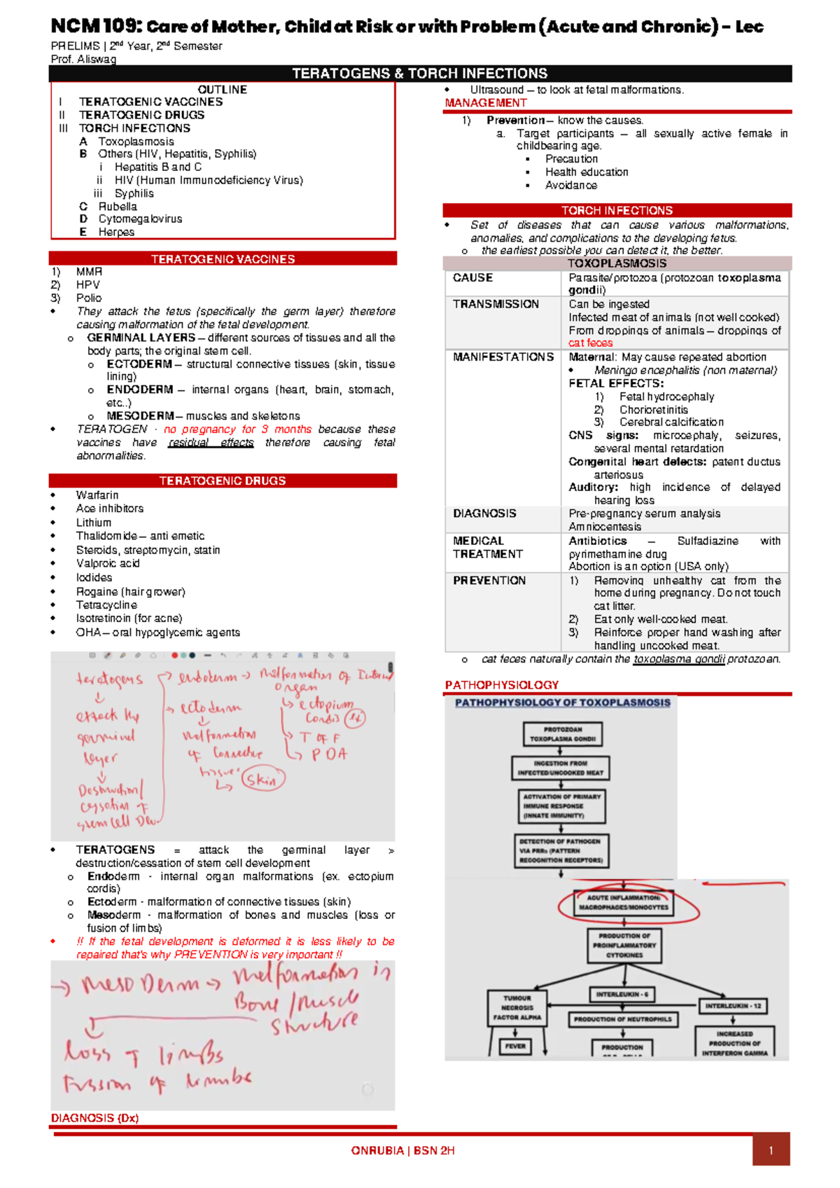 W#1 - Teratogens - NCM 109 : Care of Mother, Child at Risk or with ...