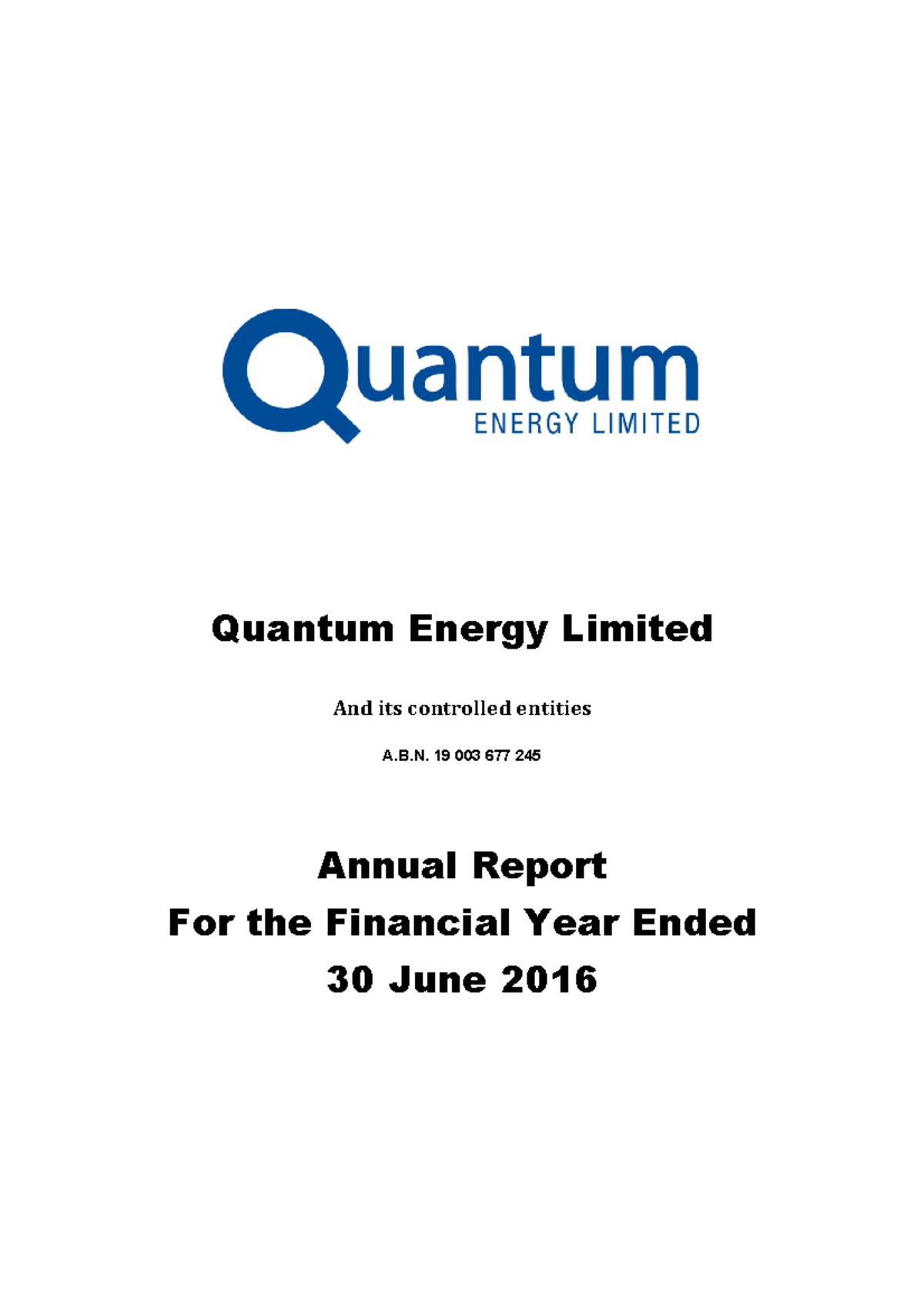 Quantum Energy Group Financial Statement Quantum Energy Limited And