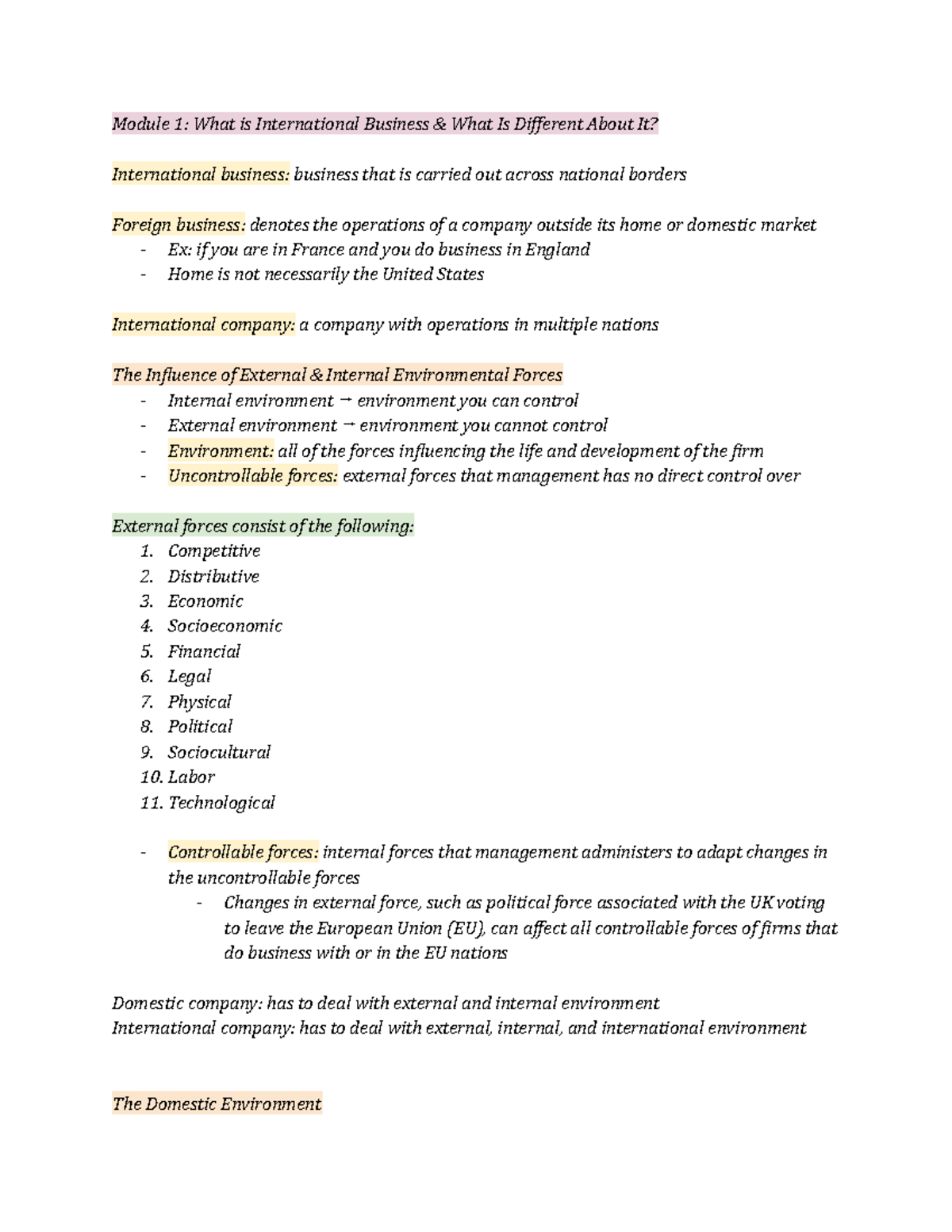 Module 1 Notes And Concepts - Module 1: What Is International Business ...