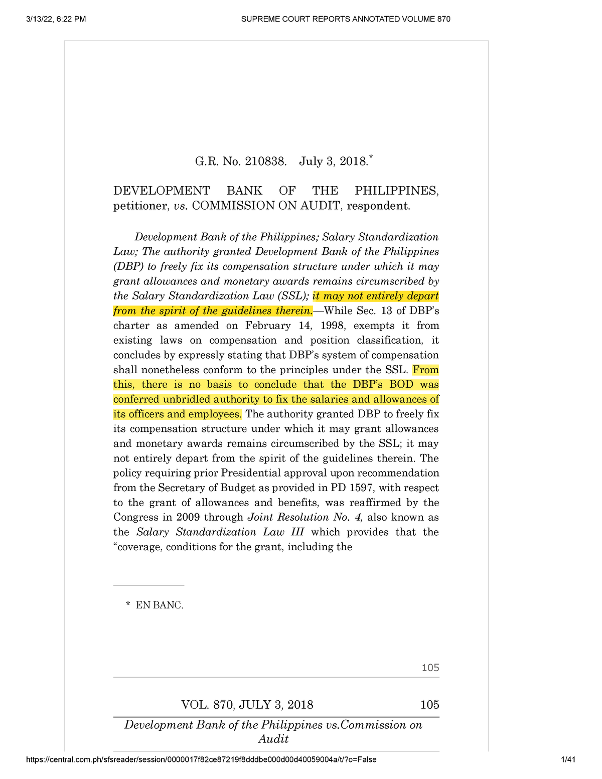 12. DBP Vs COA - Escra - G. No. 210838. July 3, 2018.* DEVELOPMENT BANK ...