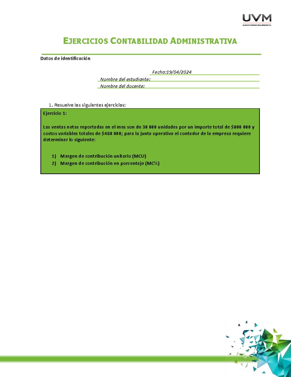 U2 Ejercicios A5 S2doq Ejercicios Contabilidad Administrativa Datos