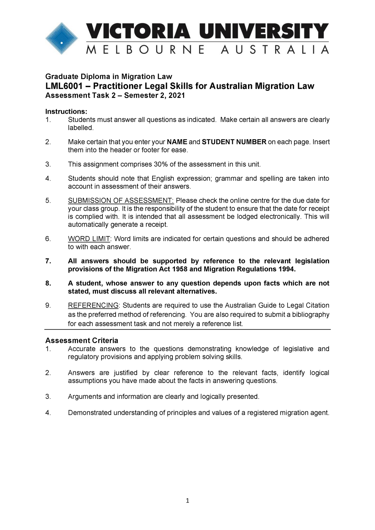 migration law assignments