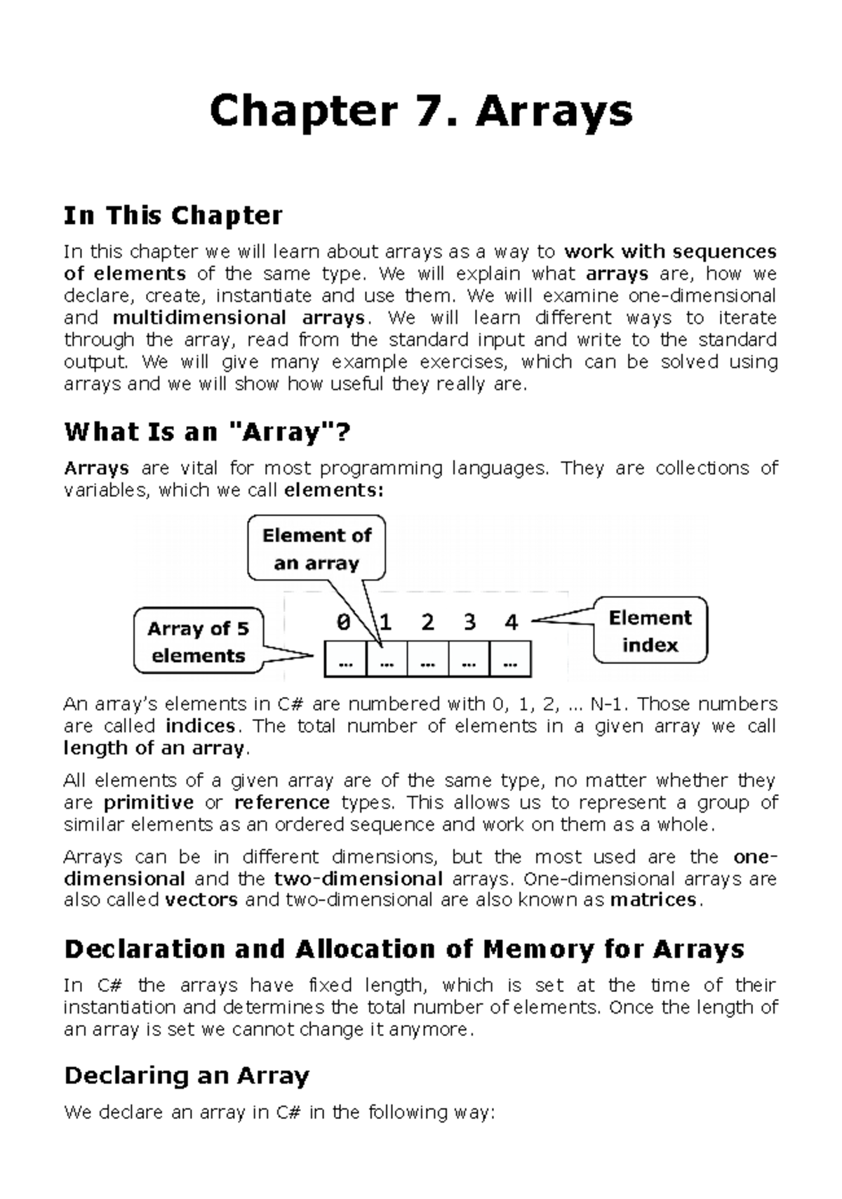 Ch7 Arrays - informatique/C-Sharp/ - Chapter 7. Arrays In This Chapter ...