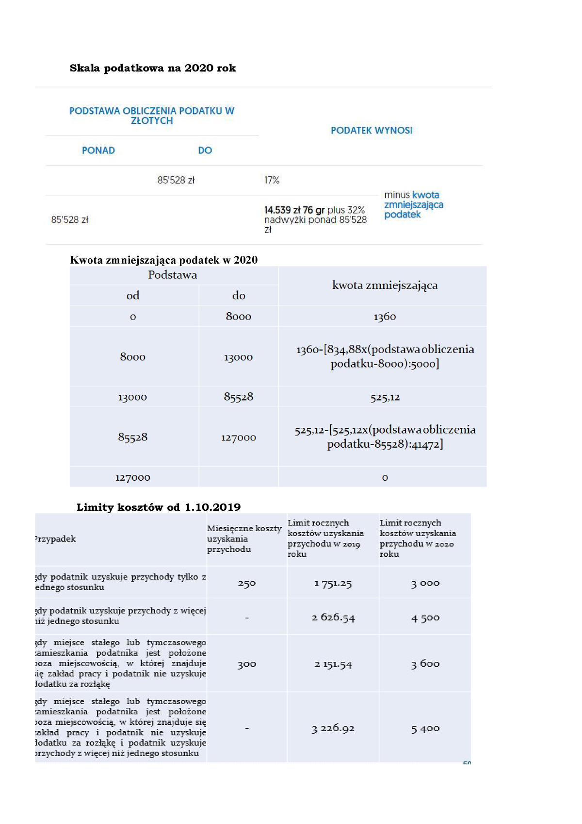 Materialy Pomocnicze 2020 Zima Z Podatków Skala Podatkowa Na 2020 Rok Kwota Zmniejszająca 5857