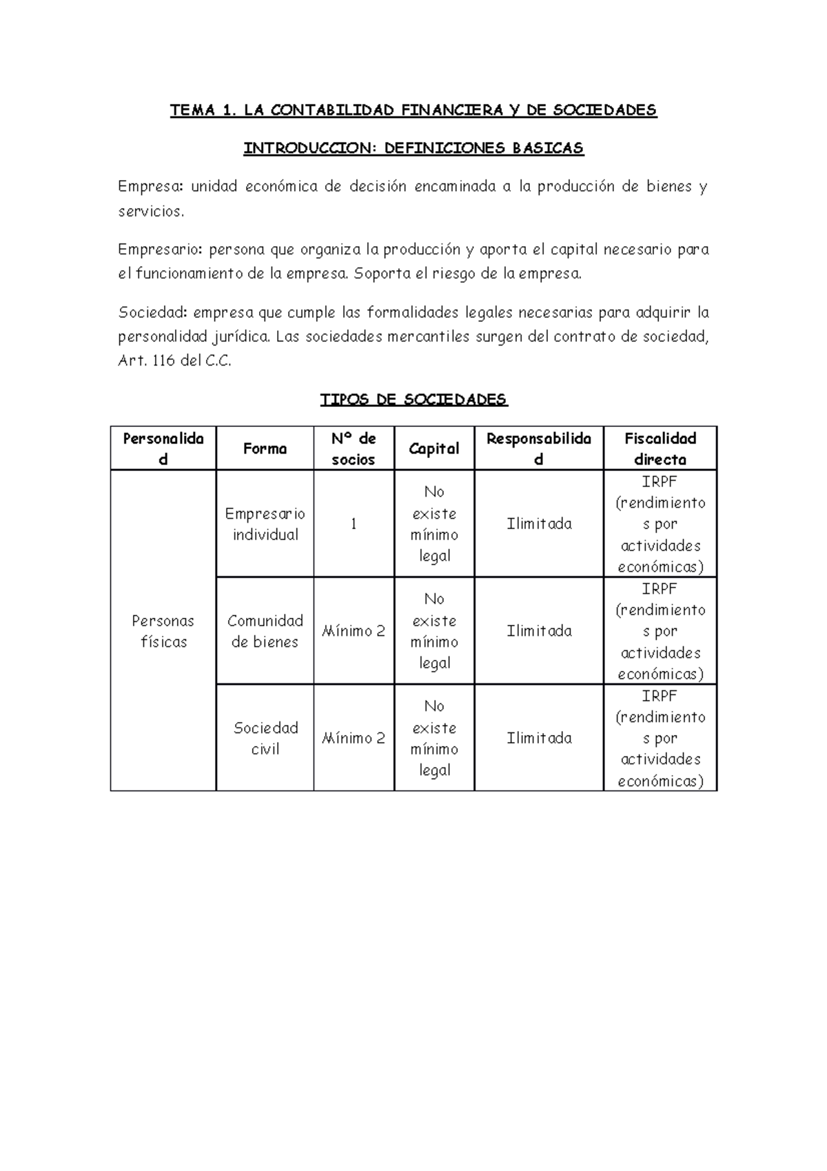 Contabilidad De Sociedades - Apuntes - Temas1y2 - TEMA 1. LA ...