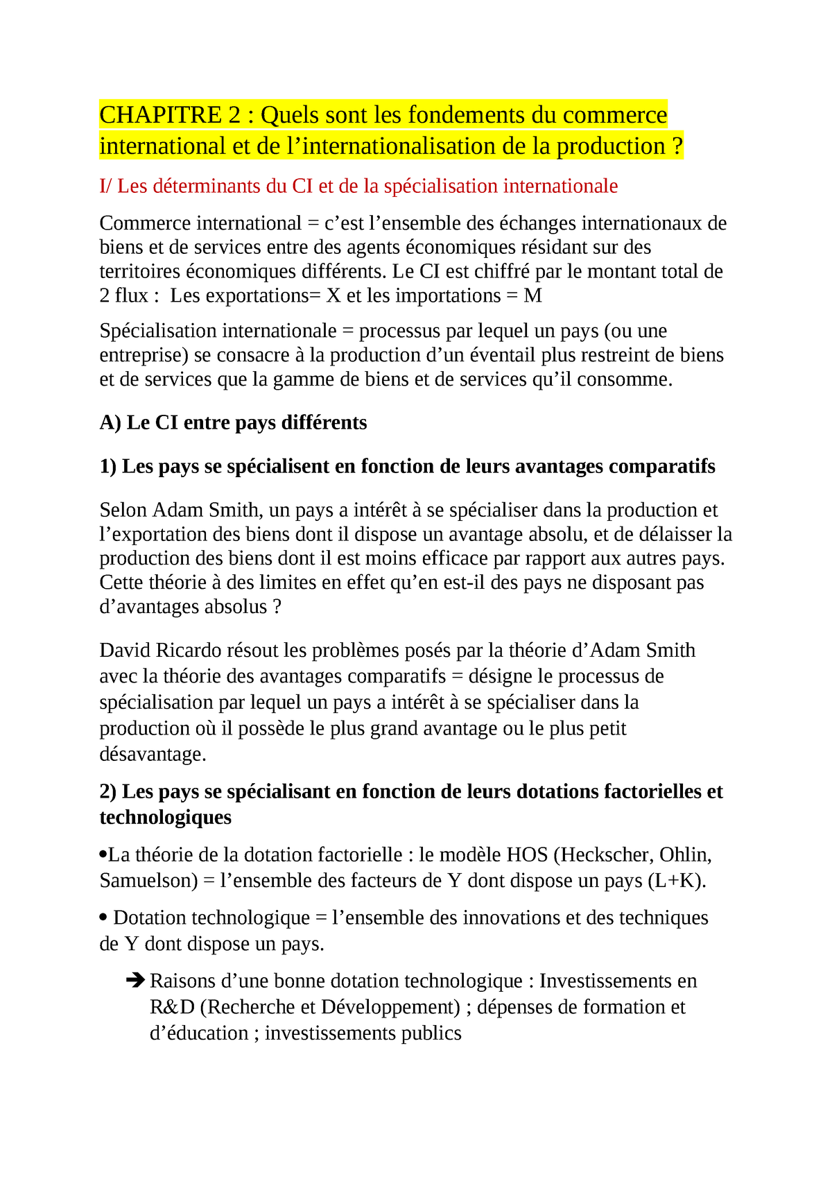 dissertation les fondements du commerce international