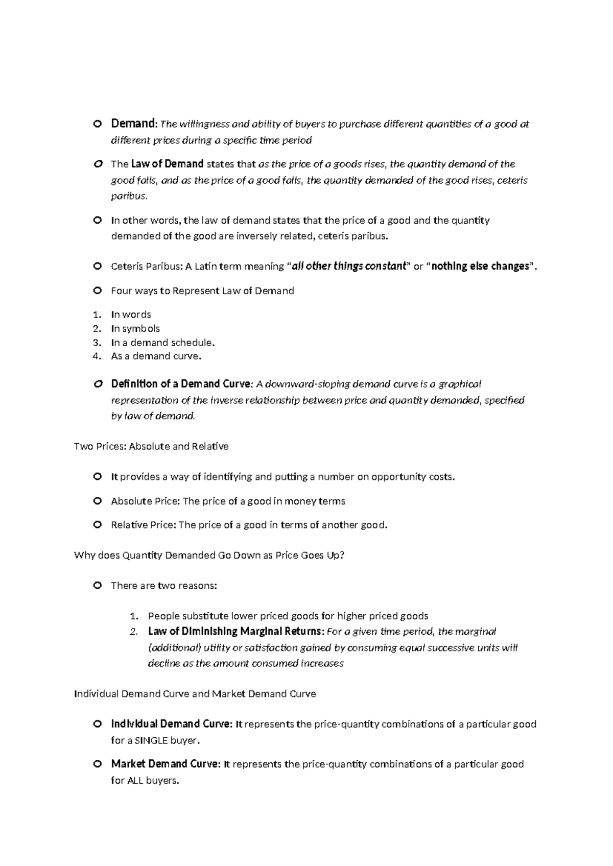 Demand & Supply Terms - Demand: The willingness and ability of buyers ...