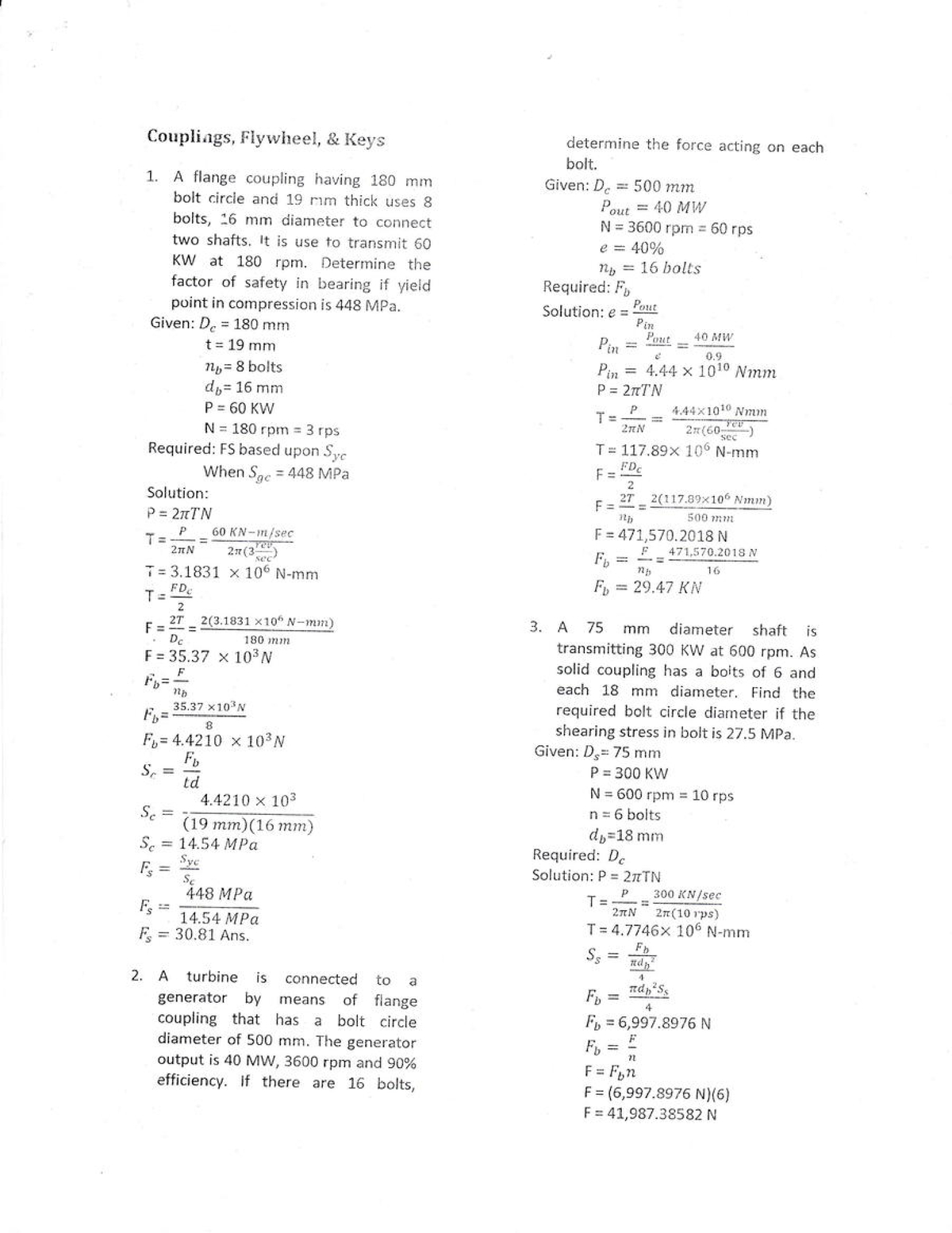 Problem Solutions Mechanical Engineering-7 - Corrplings, Flvwheetr, & I ...