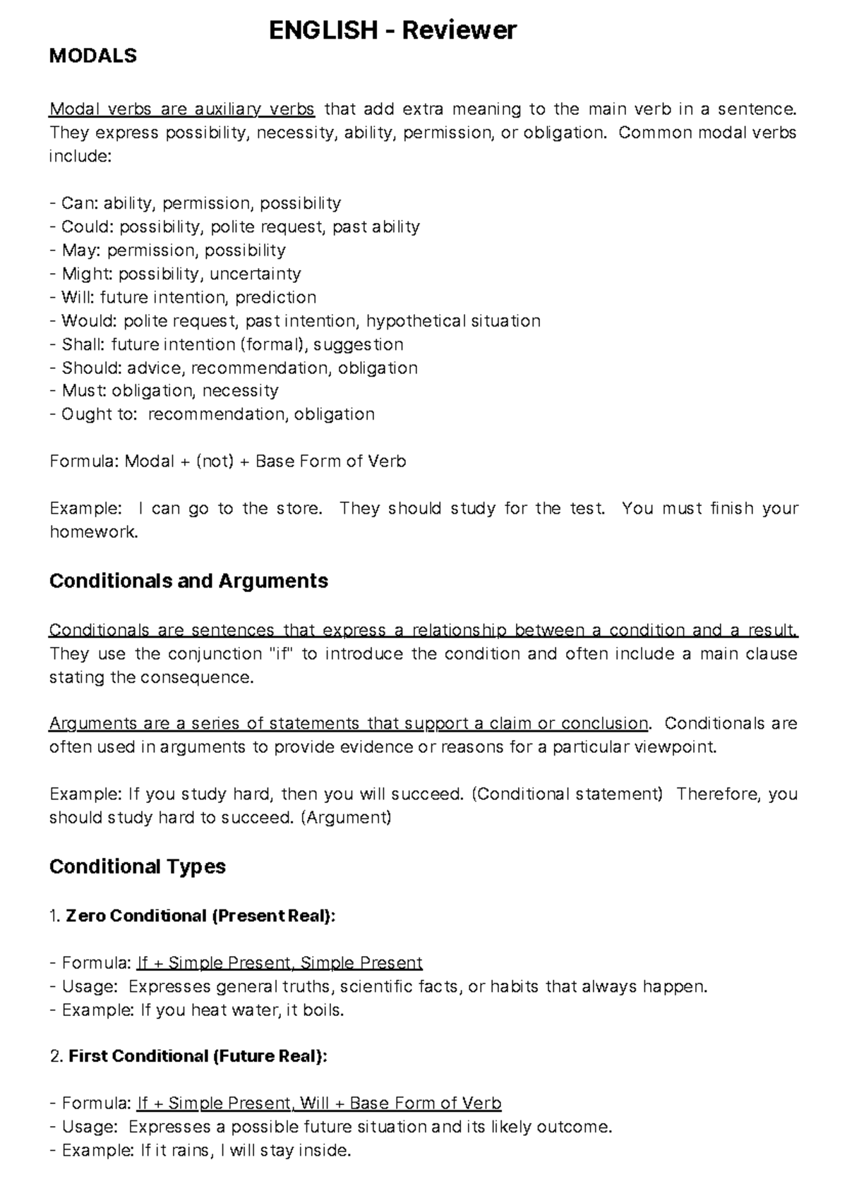 ENG Q1 - english notes - MODALS Modal verbs are auxiliary verbs that ...