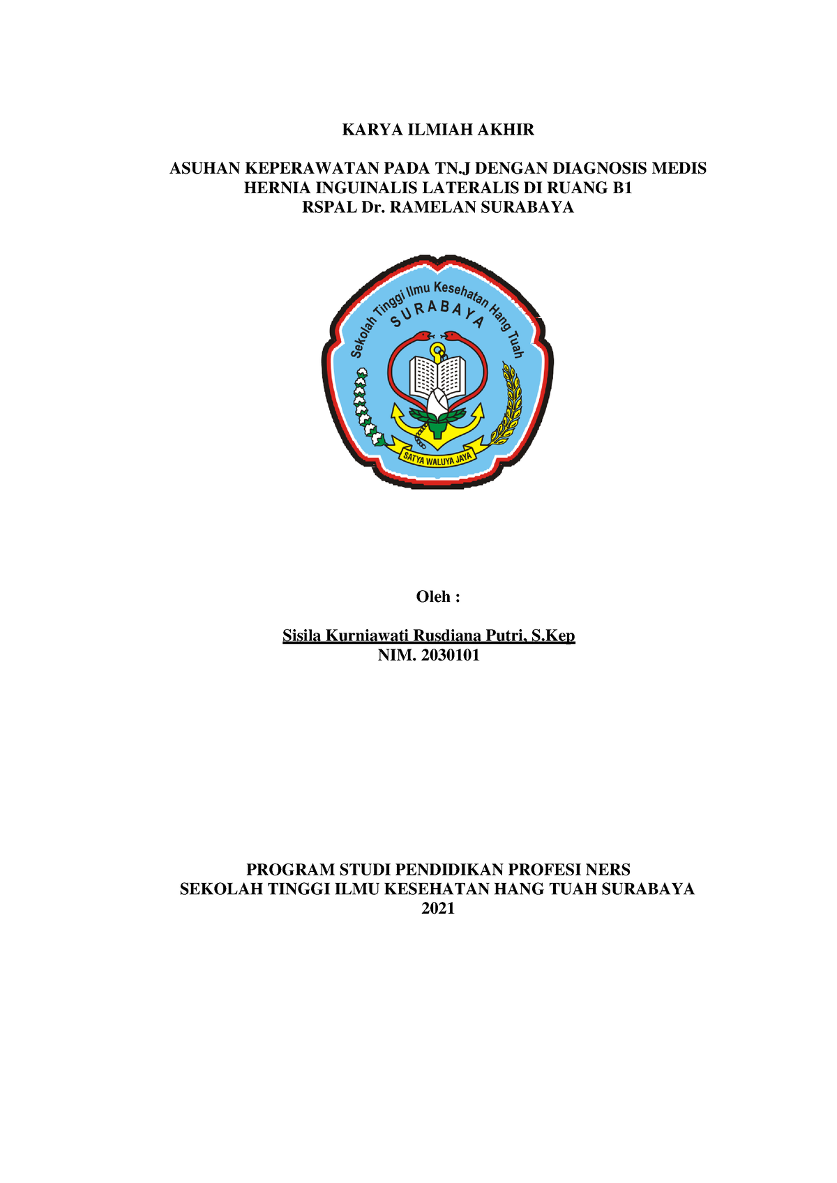 Askep Hernia - KARYA ILMIAH AKHIR ASUHAN KEPERAWATAN PADA TN DENGAN ...