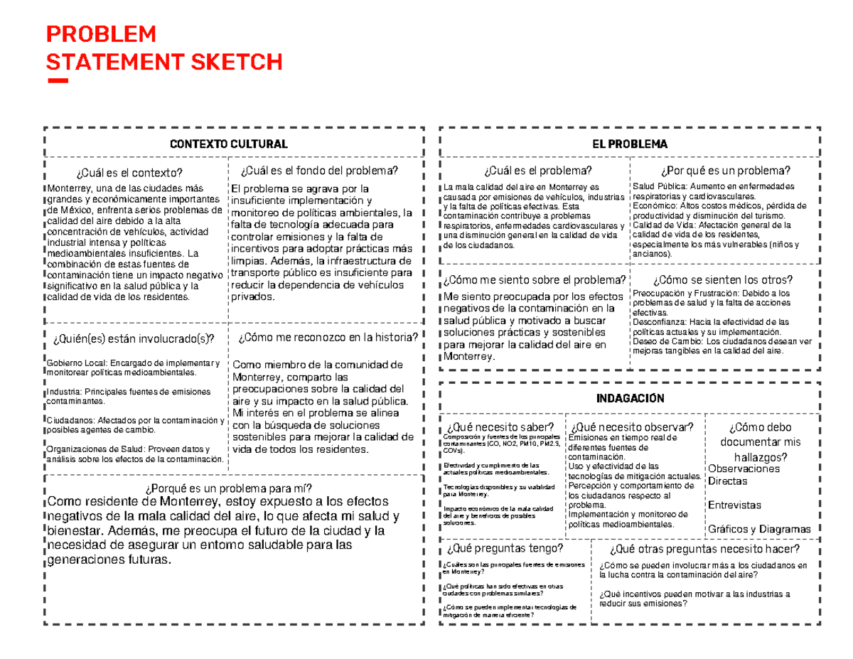 Problem Statement Sketch - PROBLEM STATEMENT SKETCH ¿Cuál es el ...