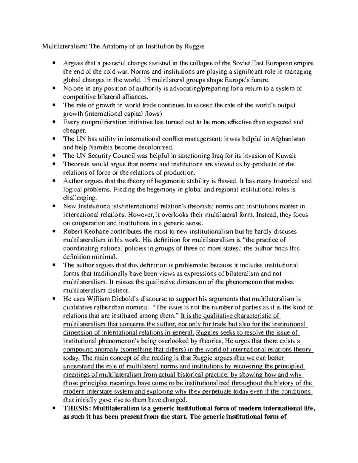 Multilateralism - Ruggie Reading Summary - Multilateralism: The Anatomy ...