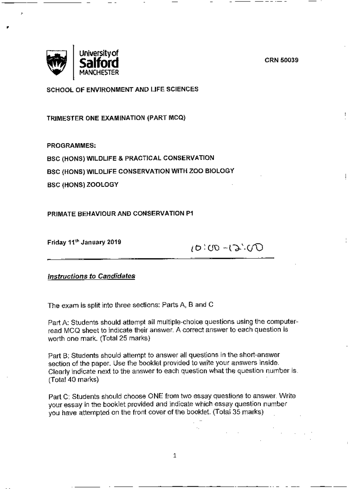 WBE Exam Paper 2019 - Universityof Salford CRN 50039 MANCHESTER SCHOOL ...