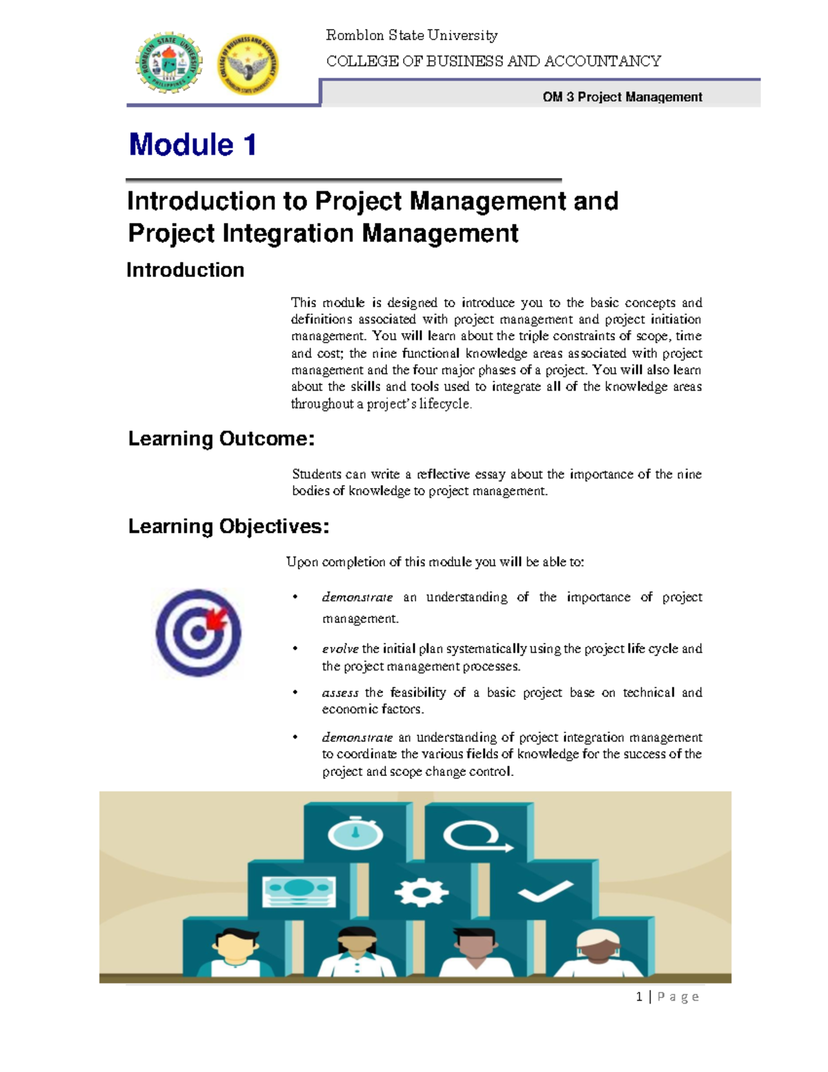 Module 1 Project Management - 1 | P A G E Romblon State University ...