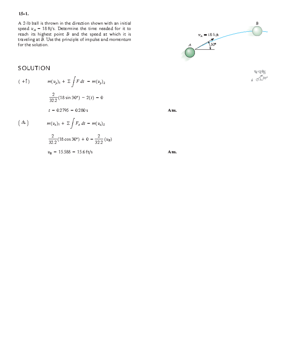 Ch Dynamics Solutions A Lb Ball Is Thrown In The Direction Shown With An Initial