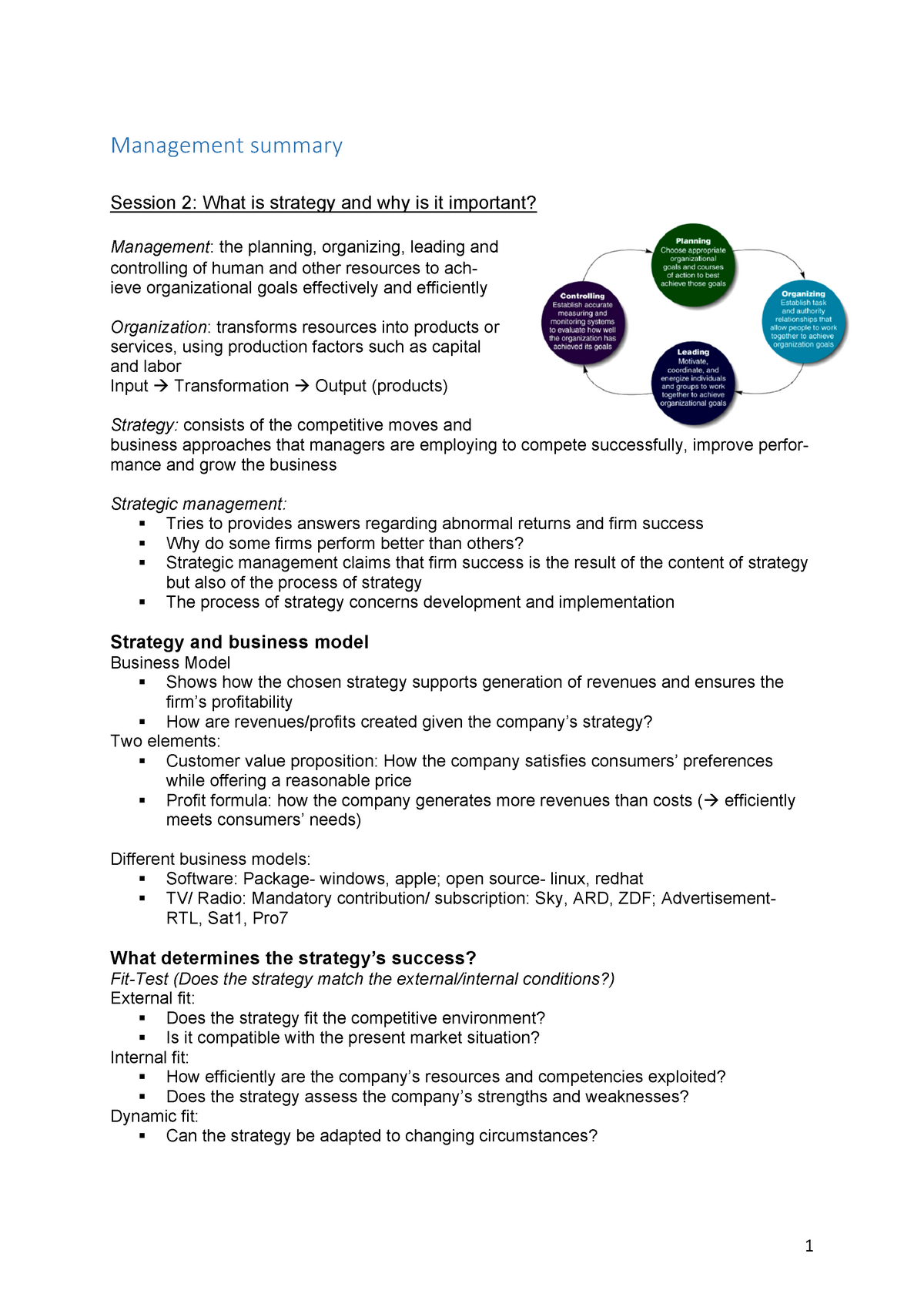 Management summary final - Management summary Session 2: What is ...