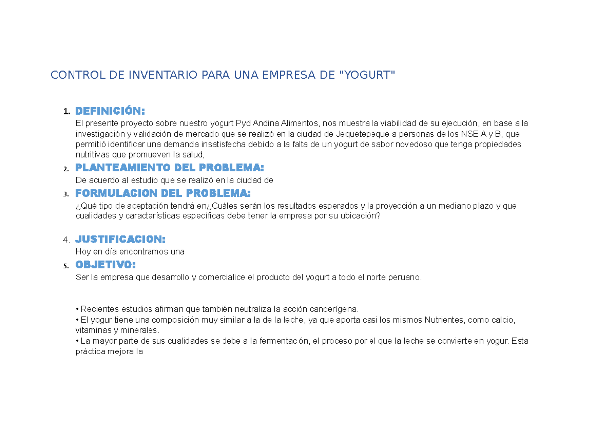 Inventario de empresas - CONTROL DE INVENTARIO PARA UNA EMPRESA DE