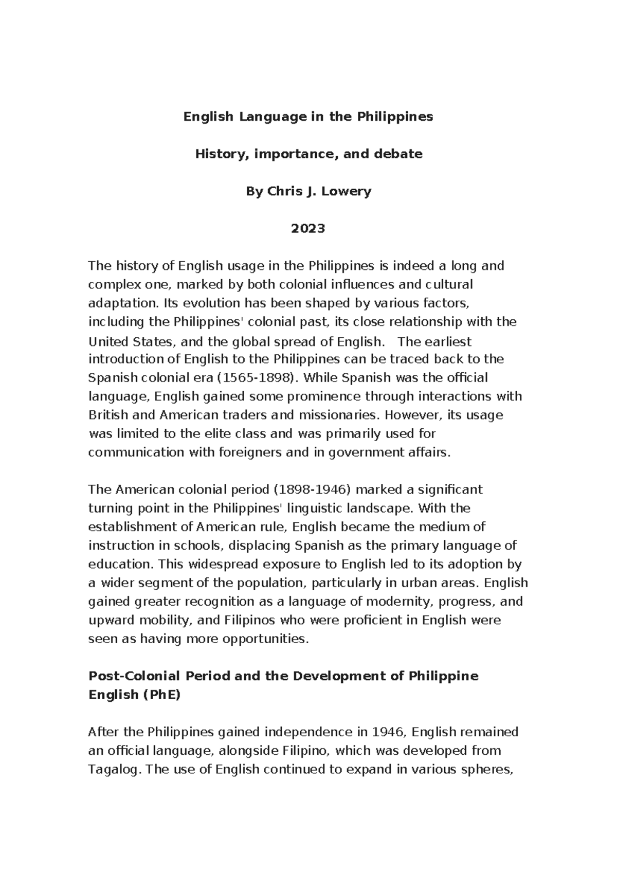 English Language in the Philippines Hist - English Language in the ...